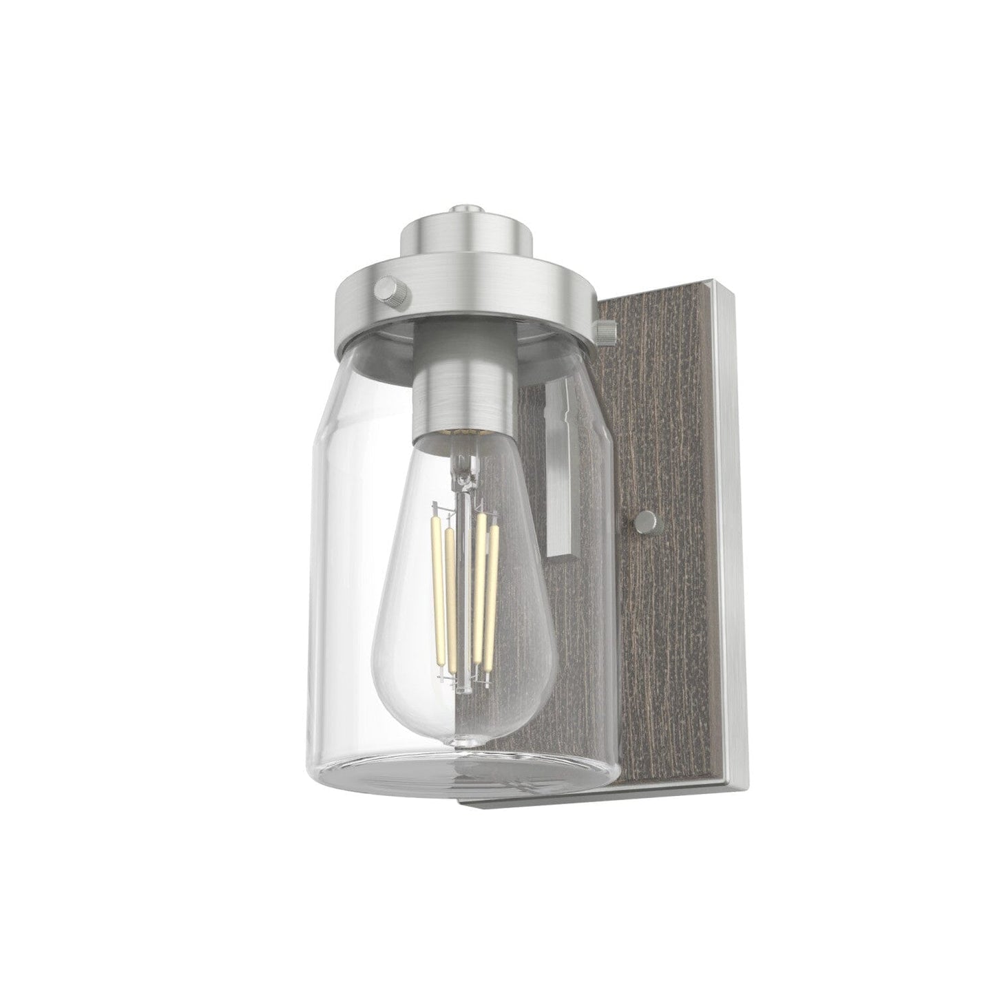 Devon Park 1 Light Wall Sconce Lighting Hunter Brushed Nickel - Grey Wood 