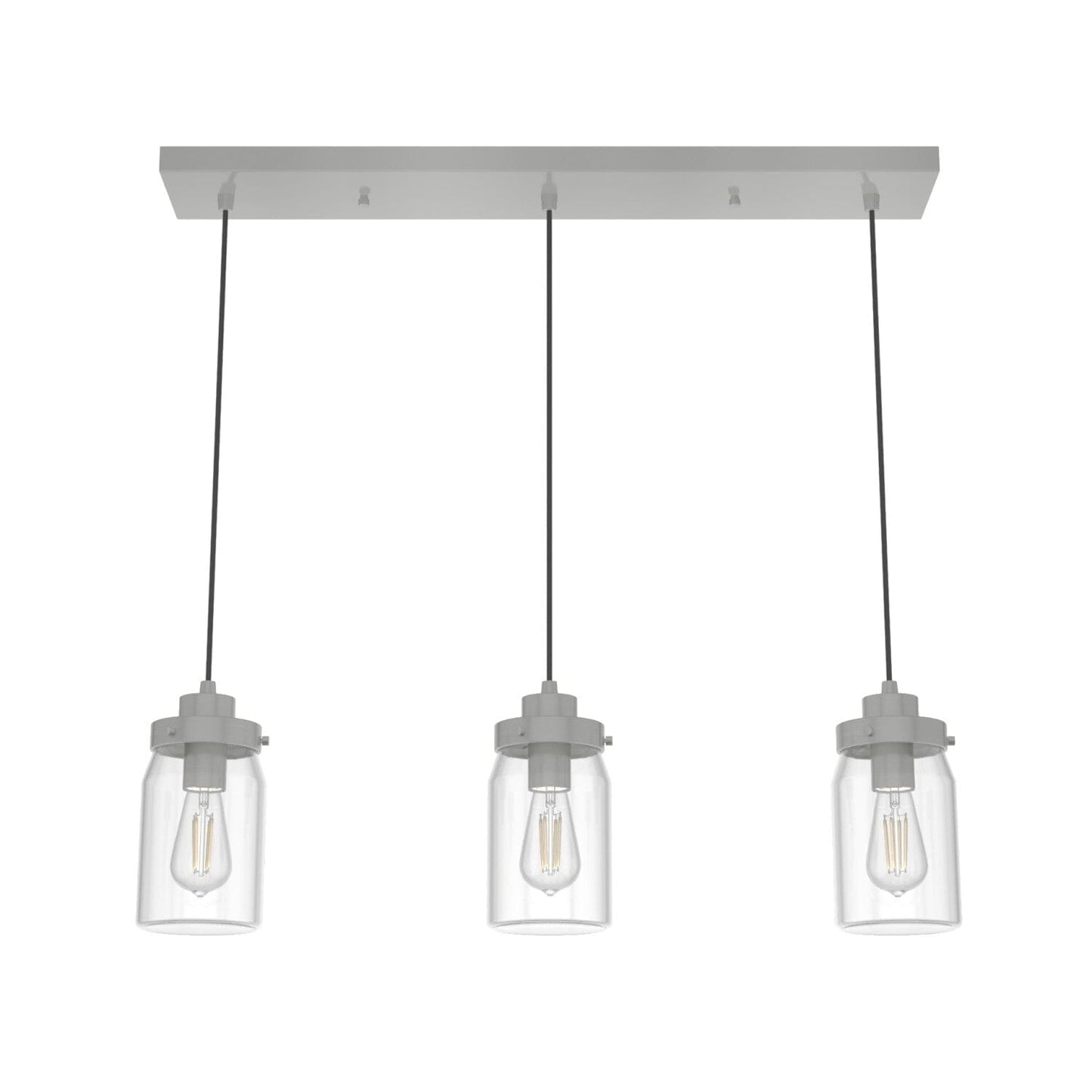 Devon Park 3 Light Cluster Linear Lighting Hunter Brushed Nickel - Clear 