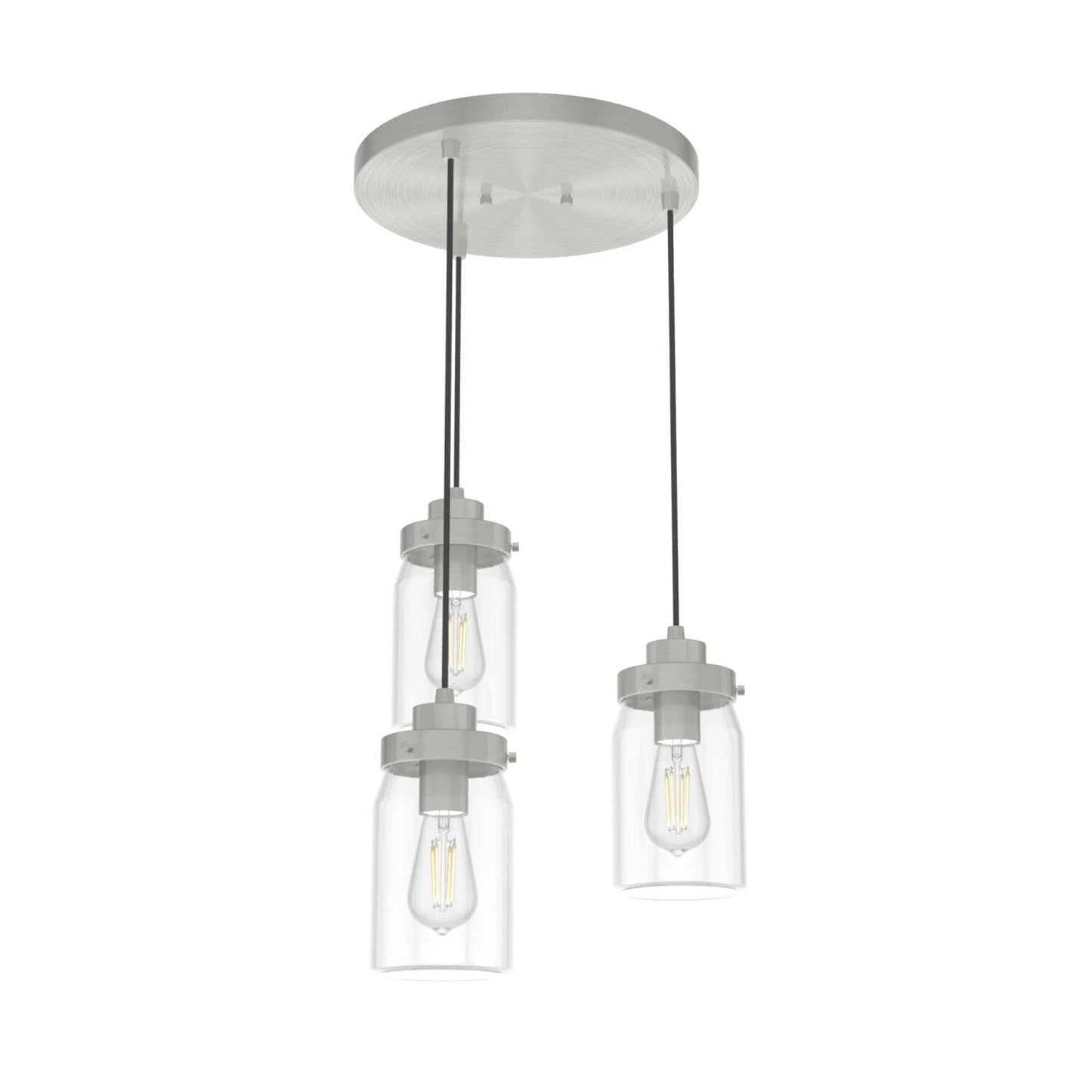 Devon Park 3 Light Cluster Round Lighting Hunter Brushed Nickel - Clear 