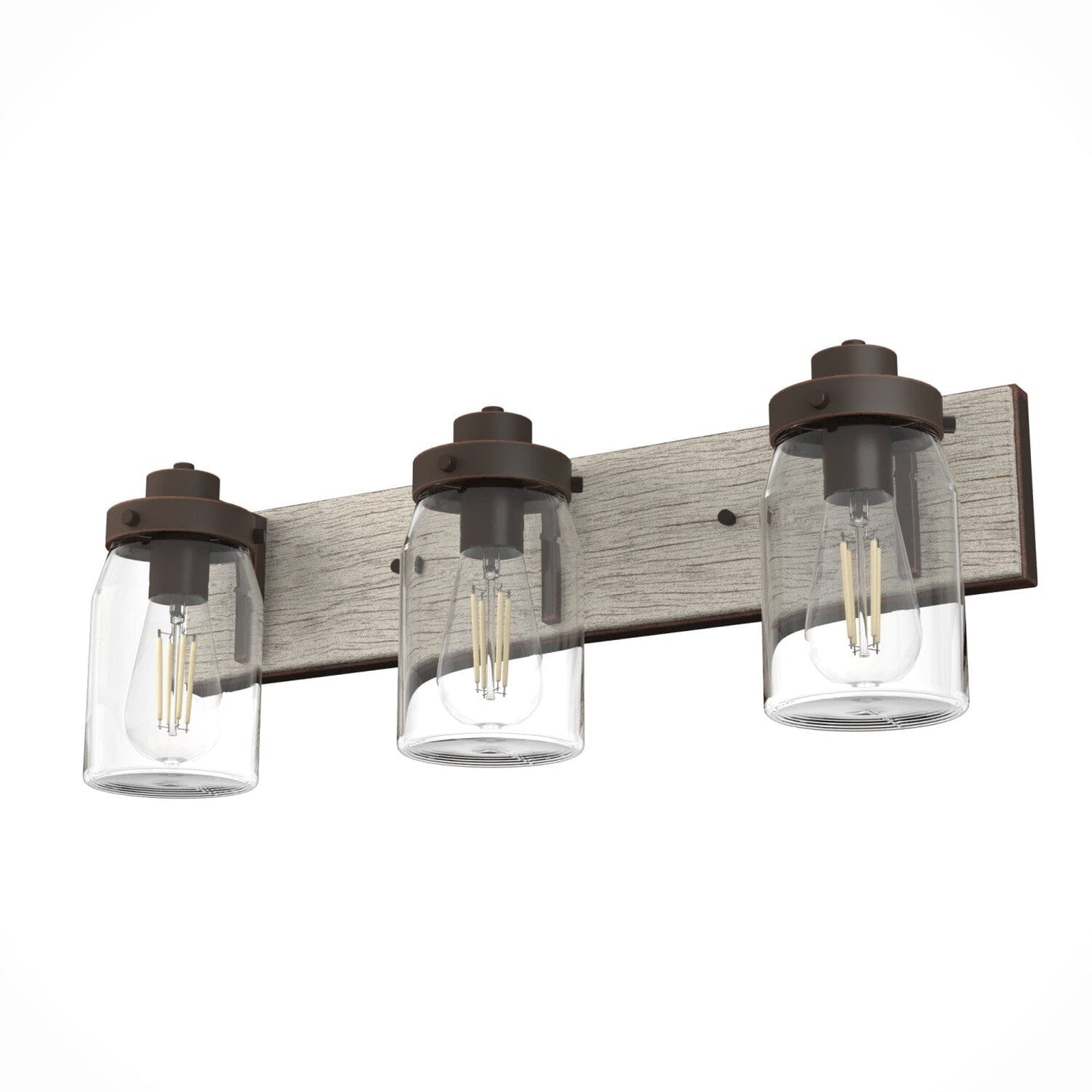 Devon Park 3 Light Vanity Lighting Hunter Onyx Bengal - Barnwood 