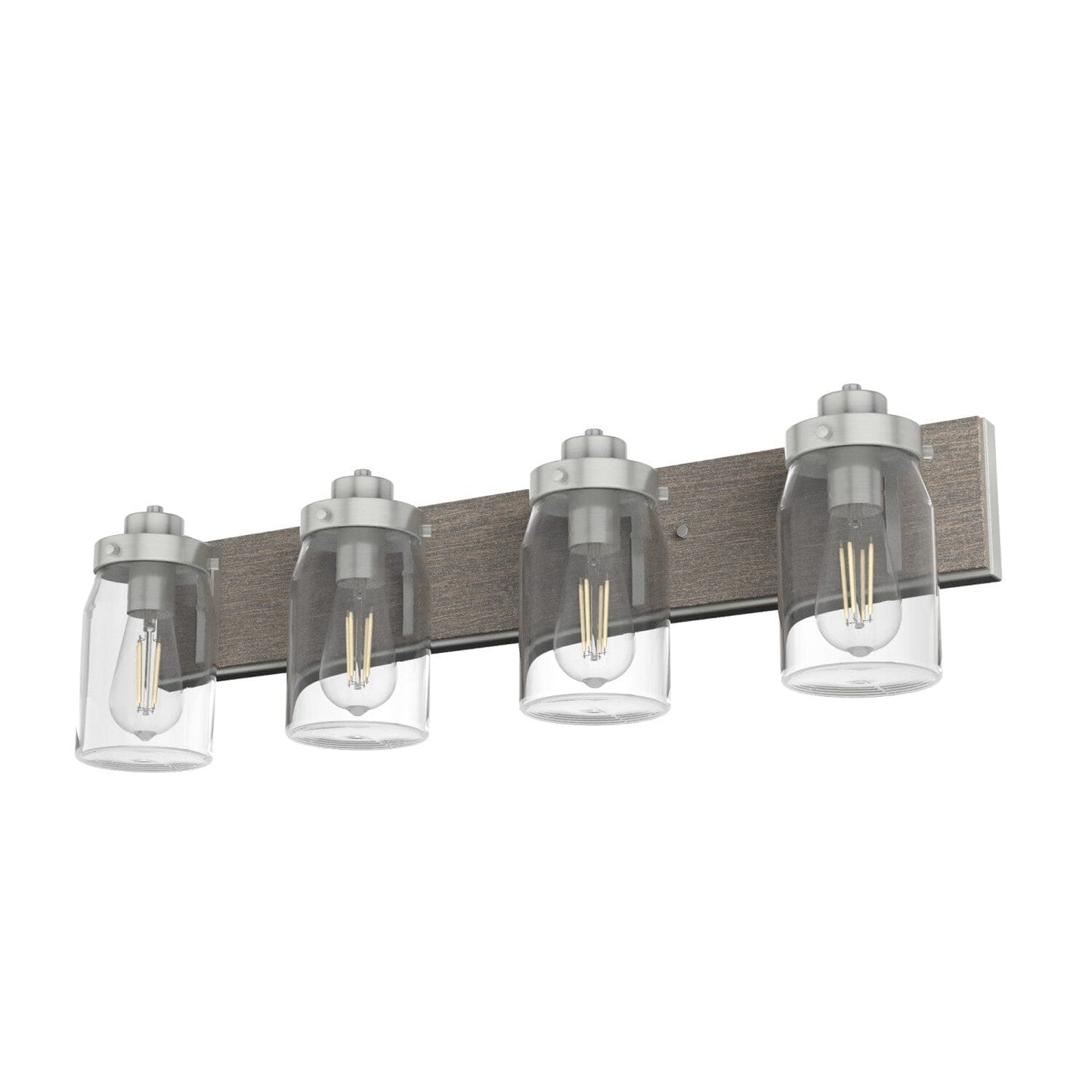 Devon Park 4 Light Vanity Lighting Hunter Brushed Nickel - Grey Wood 