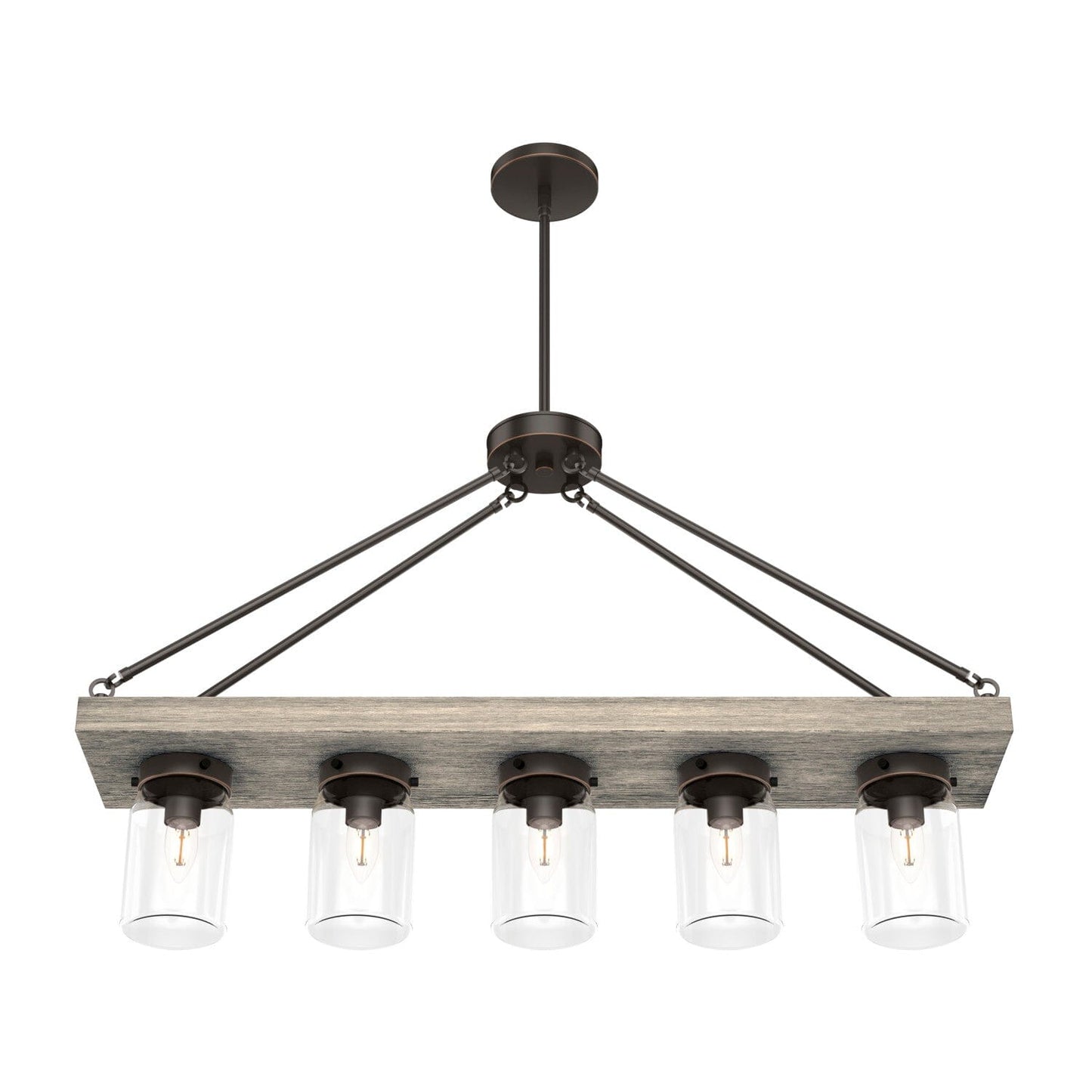 Devon Park 5 Light Linear Chandelier Lighting Hunter Onyx Bengal - Barnwood 