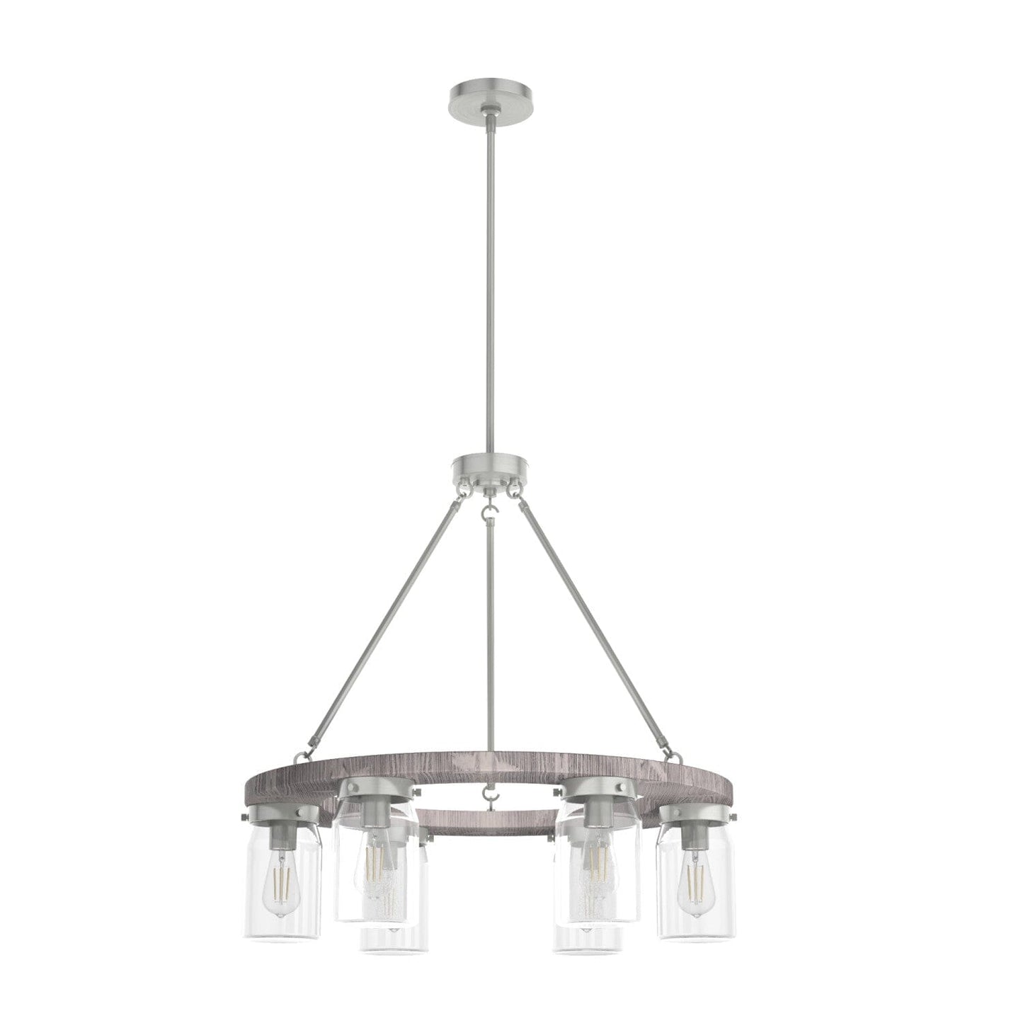 Devon Park 6 Light Chandelier Lighting Hunter Brushed Nickel - Grey Wood 