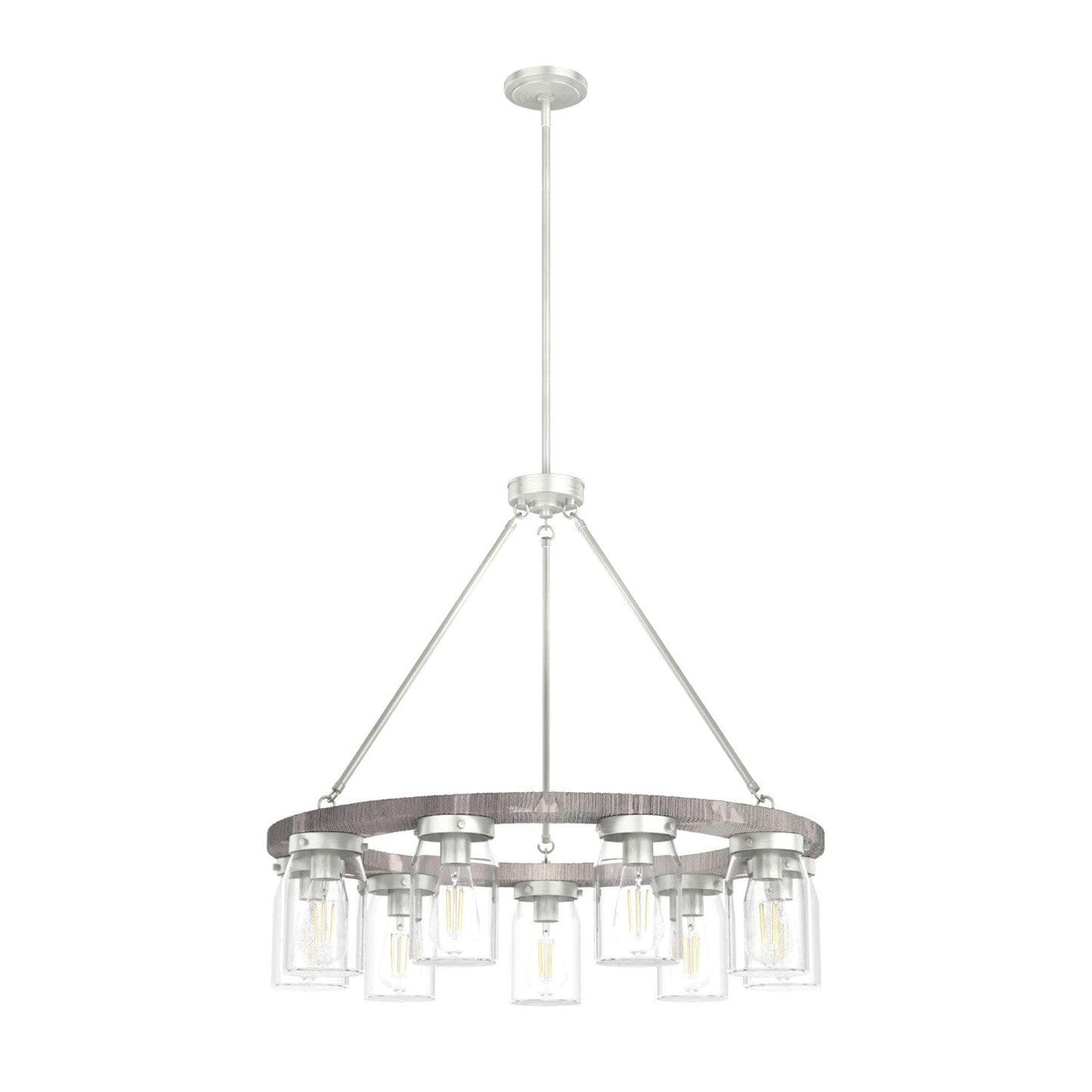 Devon Park 9 Light Chandelier Lighting Hunter Brushed Nickel - Grey Wood 