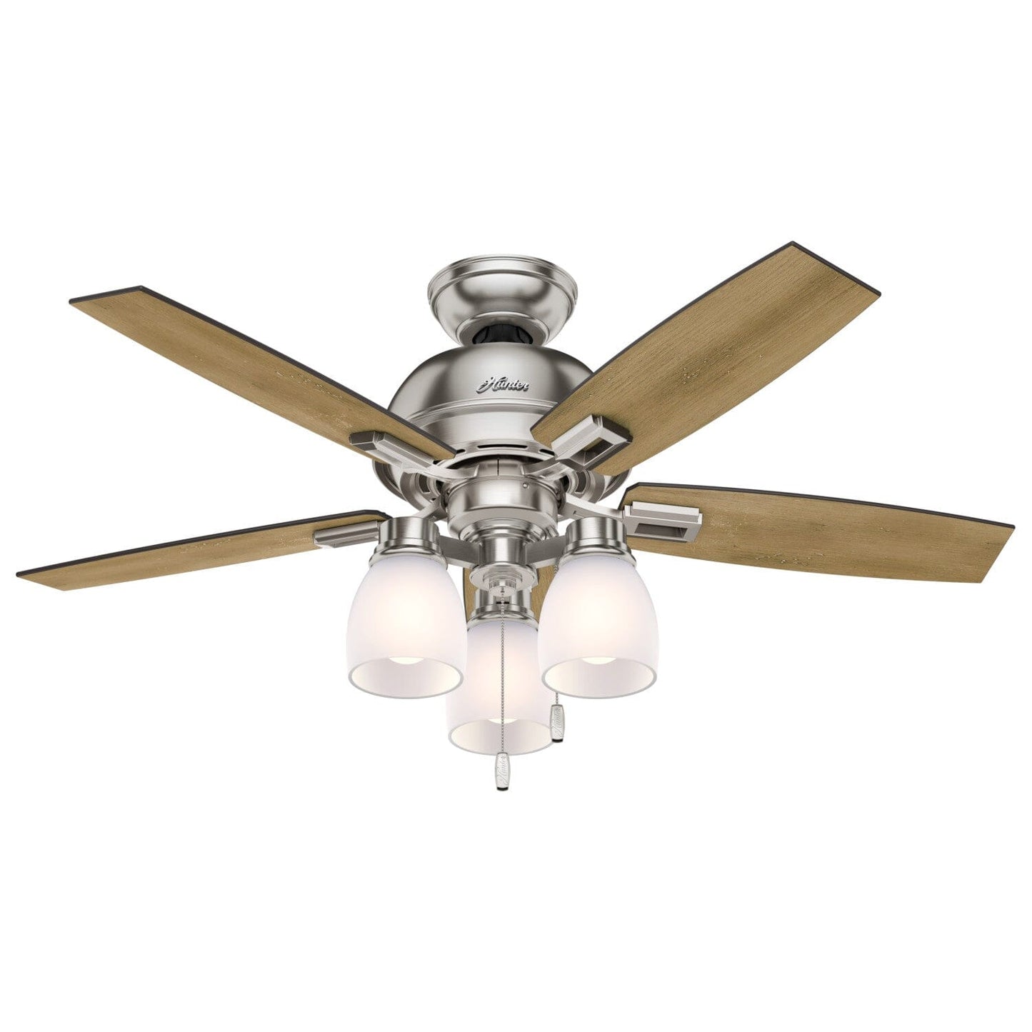 Donegan with 3 Lights 44 inch Ceiling Fans Hunter Brushed Nickel - Distressed Oak 