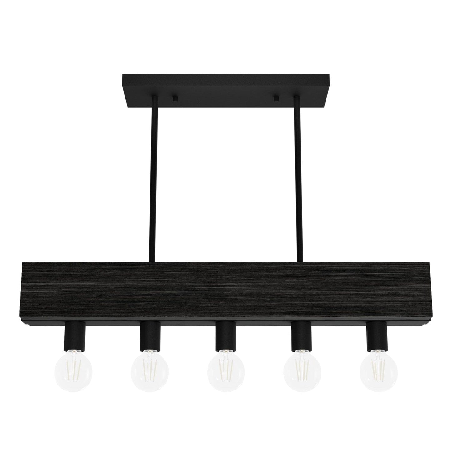 Donelson 5 Light Linear Chandelier Lighting Hunter Natural Black Iron - Dark Ash 