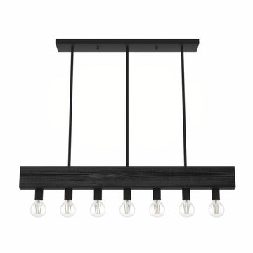 Donelson 7 Light Linear Chandelier Lighting Hunter Natural Black Iron - Dark Ash 