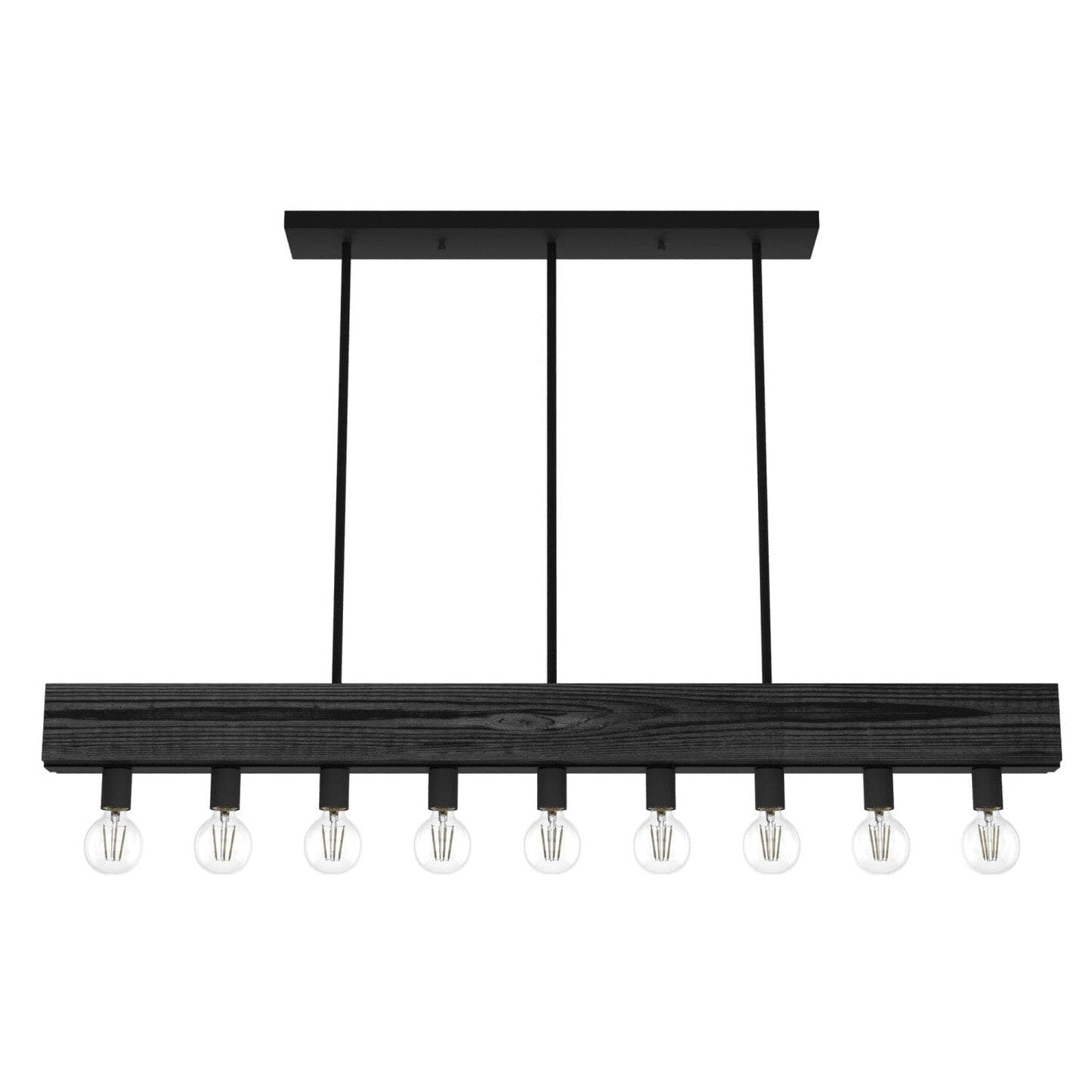 Donelson 9 Light Linear Chandelier Lighting Hunter Natural Black Iron - Dark Ash 