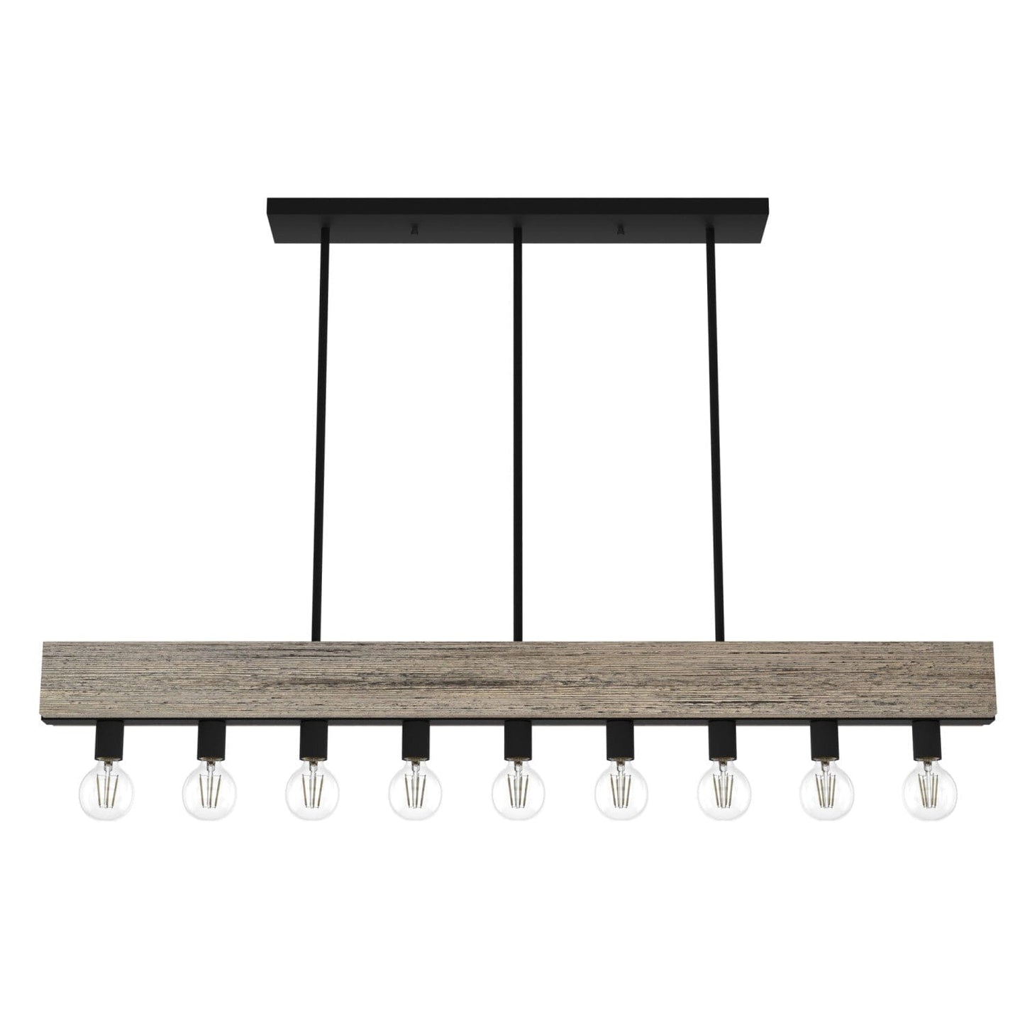 Donelson 9 Light Linear Chandelier Lighting Hunter Rustic Iron - Barnwood 