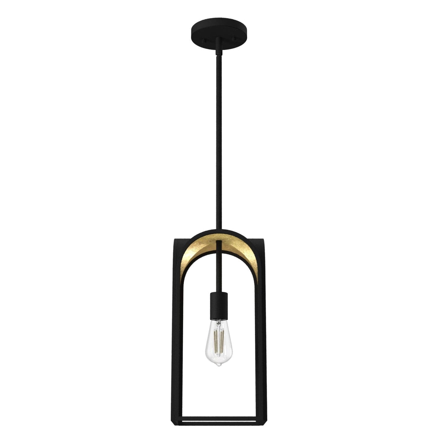 Dukestown 1 Light Mini Pendant Lighting Hunter Natural Black Iron - Gold Leaf 