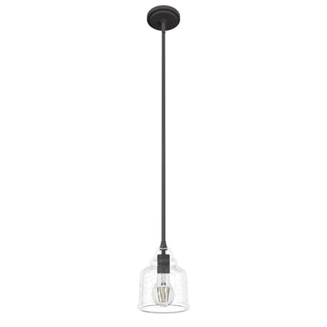 Dunshire Bell Clear Seeded Glass 1 Light 6 Inch Mini Pendant Lighting Hunter Noble Bronze - Seeded 