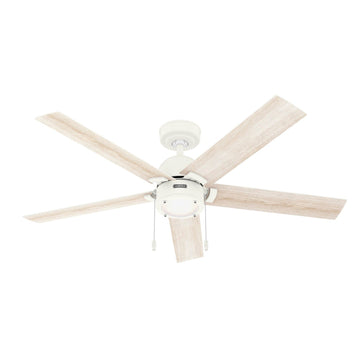 Erling with LED Light 52 inch Ceiling Fans Hunter Matte White - Bleached Alder 