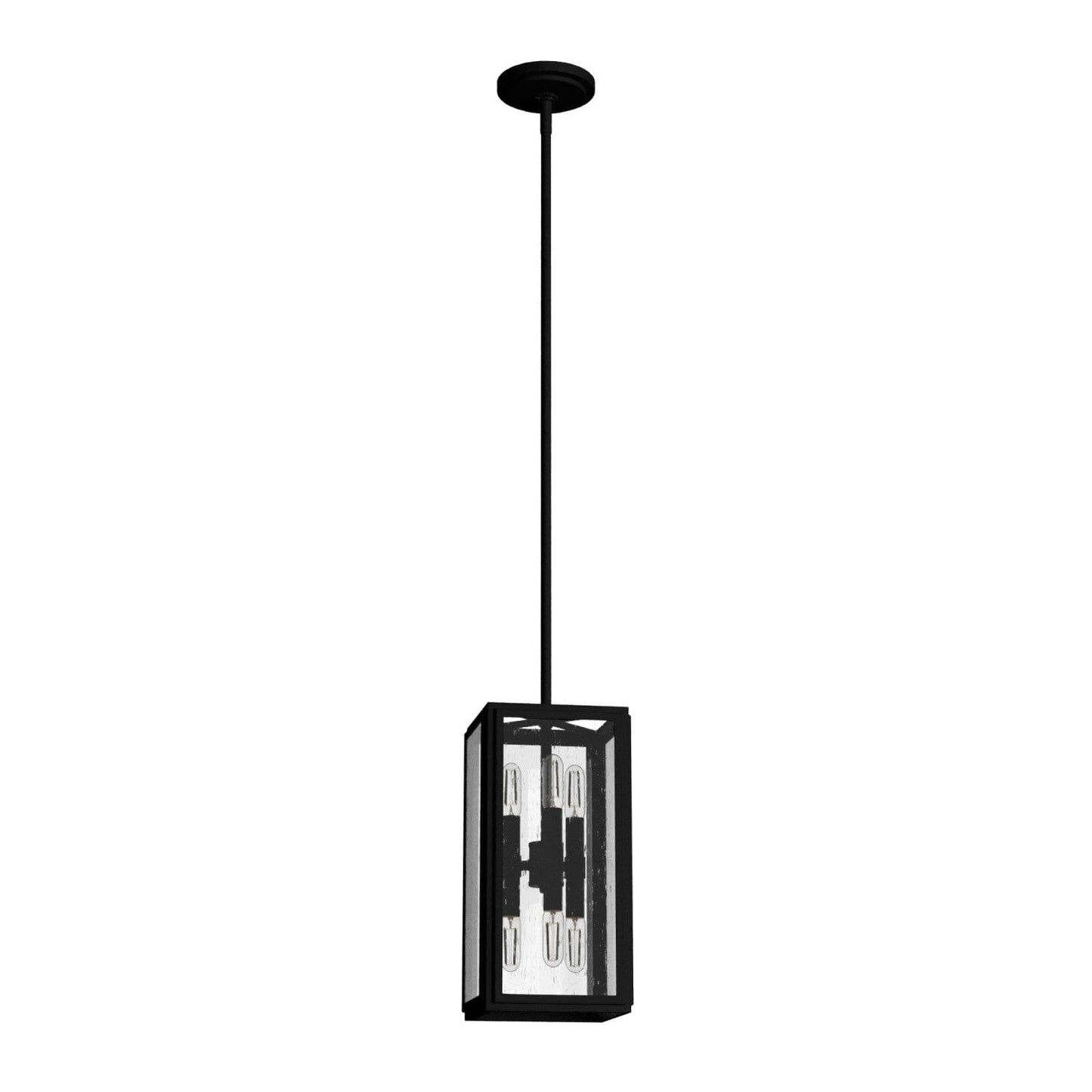 Felippe 6 Light Pendant Lighting Hunter Natural Black Iron - Seeded 