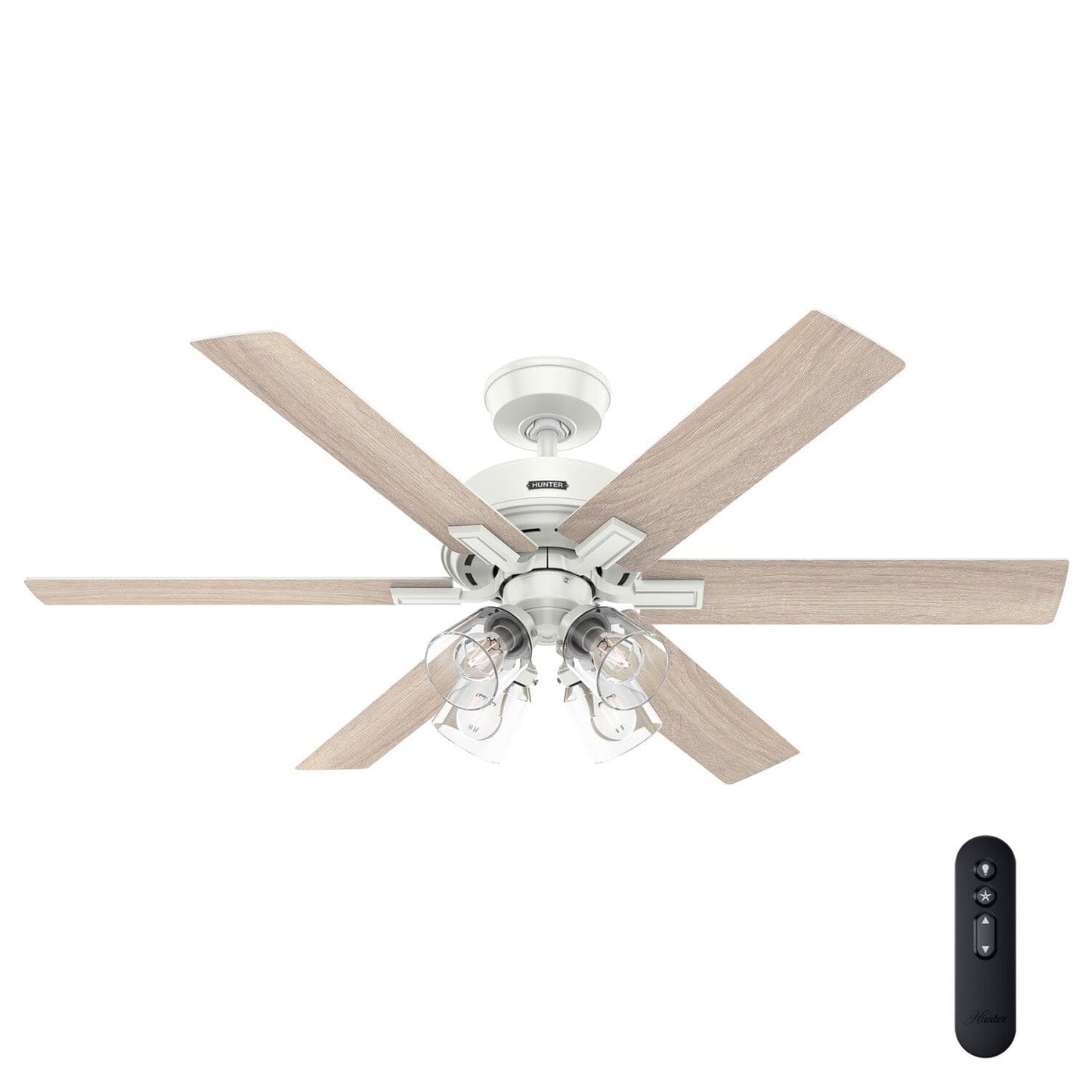 Fonthill Indoor HunterExpress with LED Light 52 inch with remote Ceiling Fans Hunter Fresh White - Light Oak 