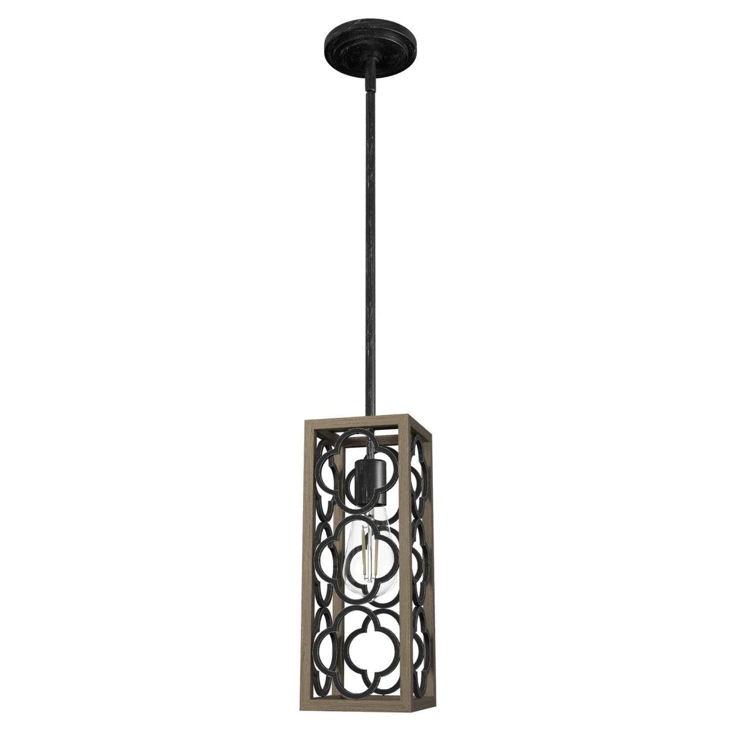 Gablecrest 1 Light Mini Pendant Lighting Hunter French Oak - Rustic Iron 