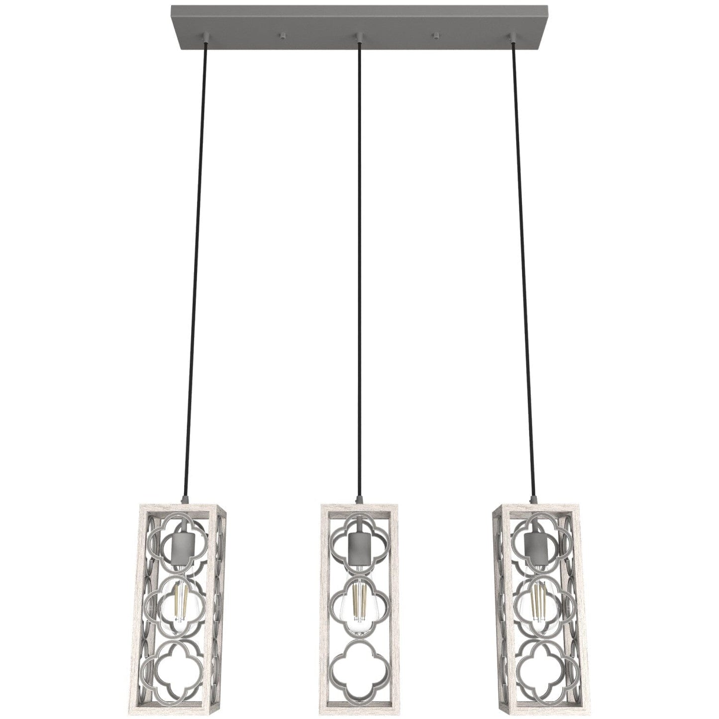 Gablecrest 3 Light Linear Cluster Lighting Hunter Distressed White - Painted Concrete 