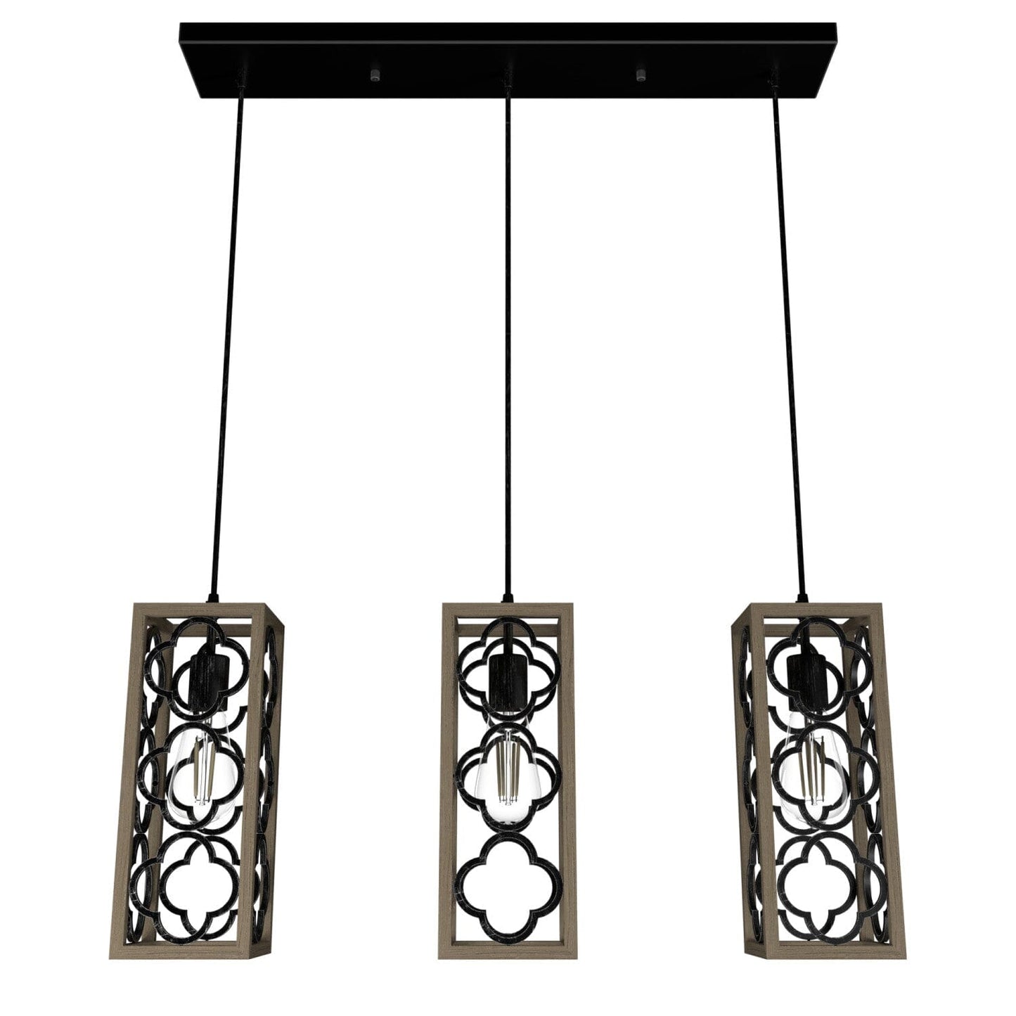 Gablecrest 3 Light Linear Cluster Lighting Hunter French Oak - Rustic Iron 