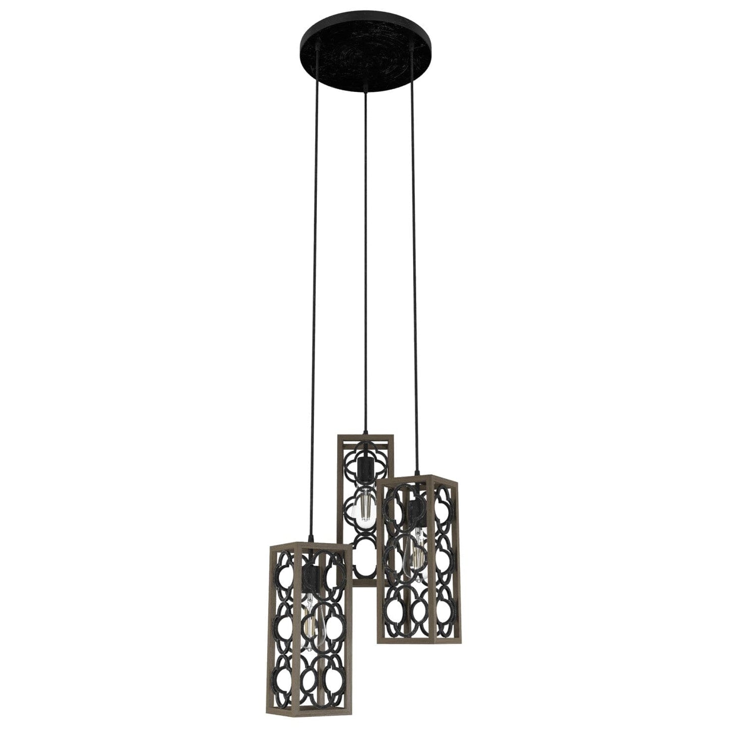 Gablecrest 3 Light Round Cluster Lighting Hunter French Oak - Rustic Iron 