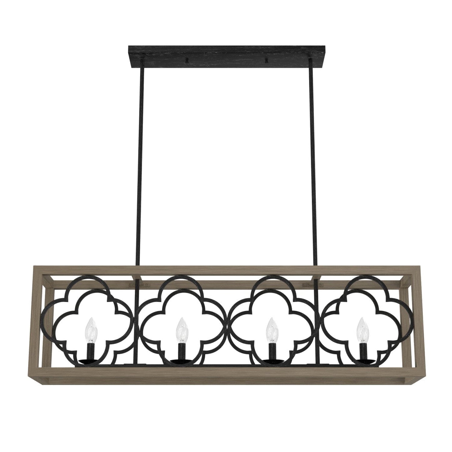 Gablecrest 4 Light Linear Chandelier Lighting Hunter French Oak - Rustic Iron 