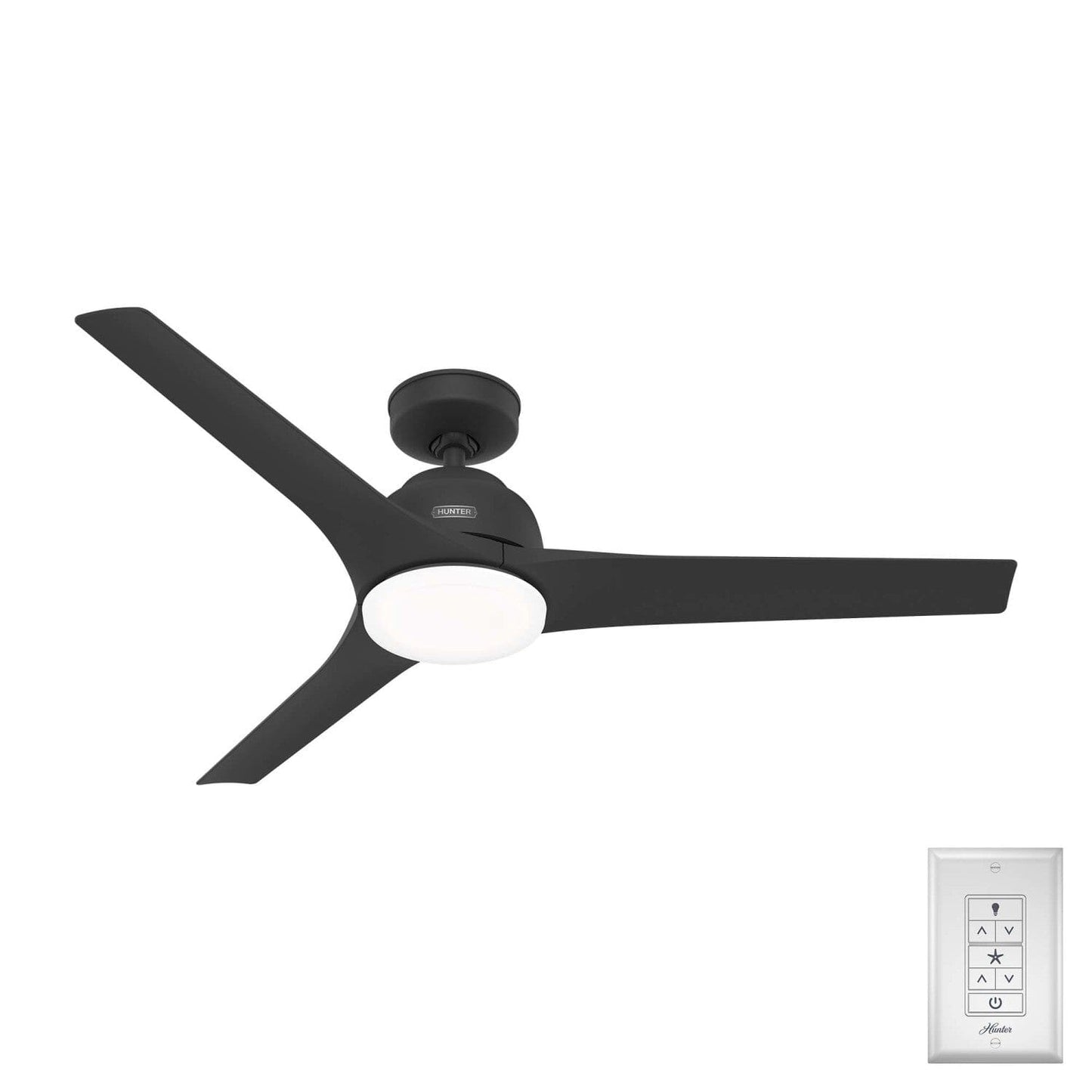 Gallegos Outdoor with Light 52 inch Ceiling Fans Hunter Matte Black - Matte Black 