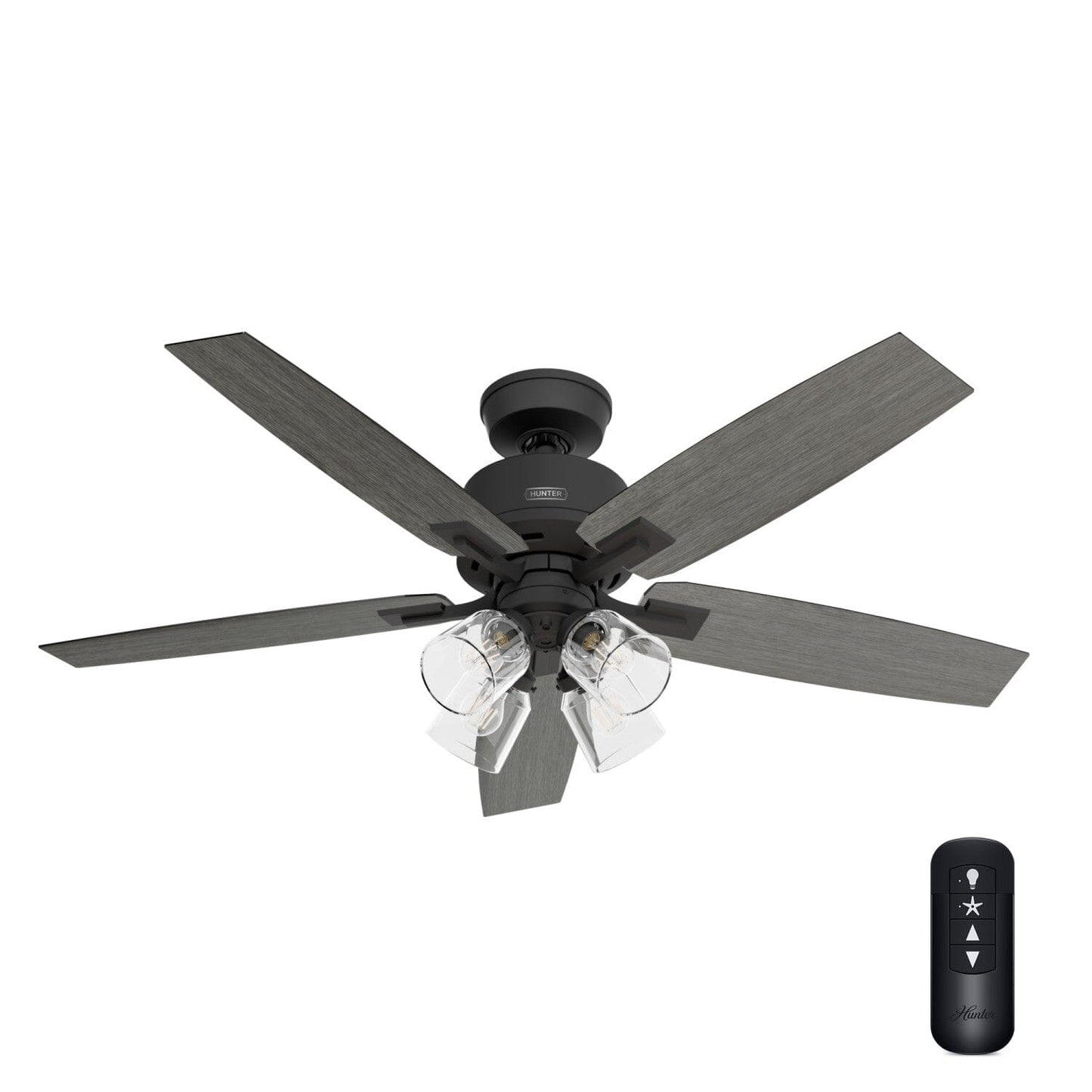 Gatlinburg with 4 Lights 52inch Ceiling Fans Hunter Matte Black - Dark Gray Oak 