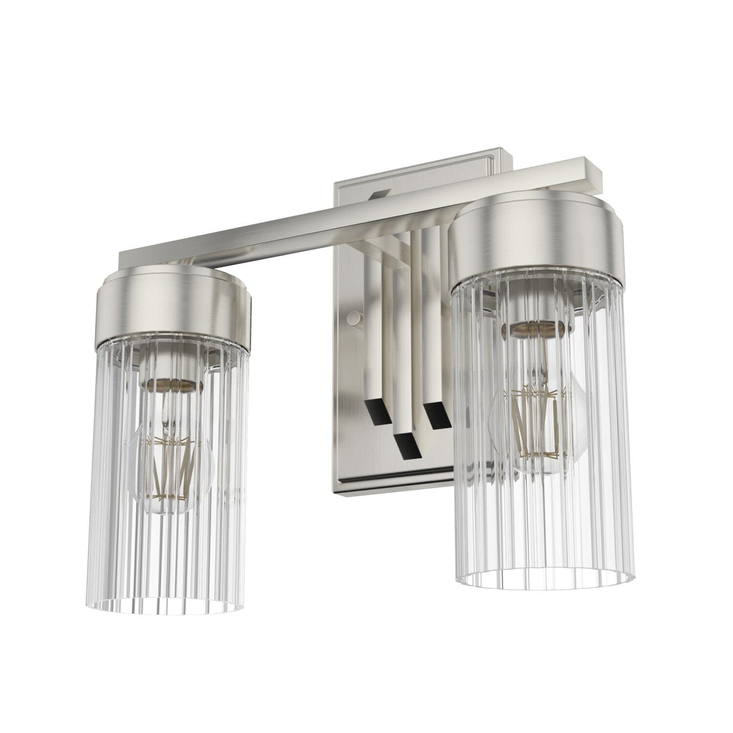 Gatz 2 Light Vanity Lighting Hunter Brushed Nickel - Ribbed 