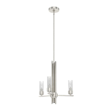 Gatz 3 Light Chandelier Lighting Hunter Brushed Nickel - Ribbed 