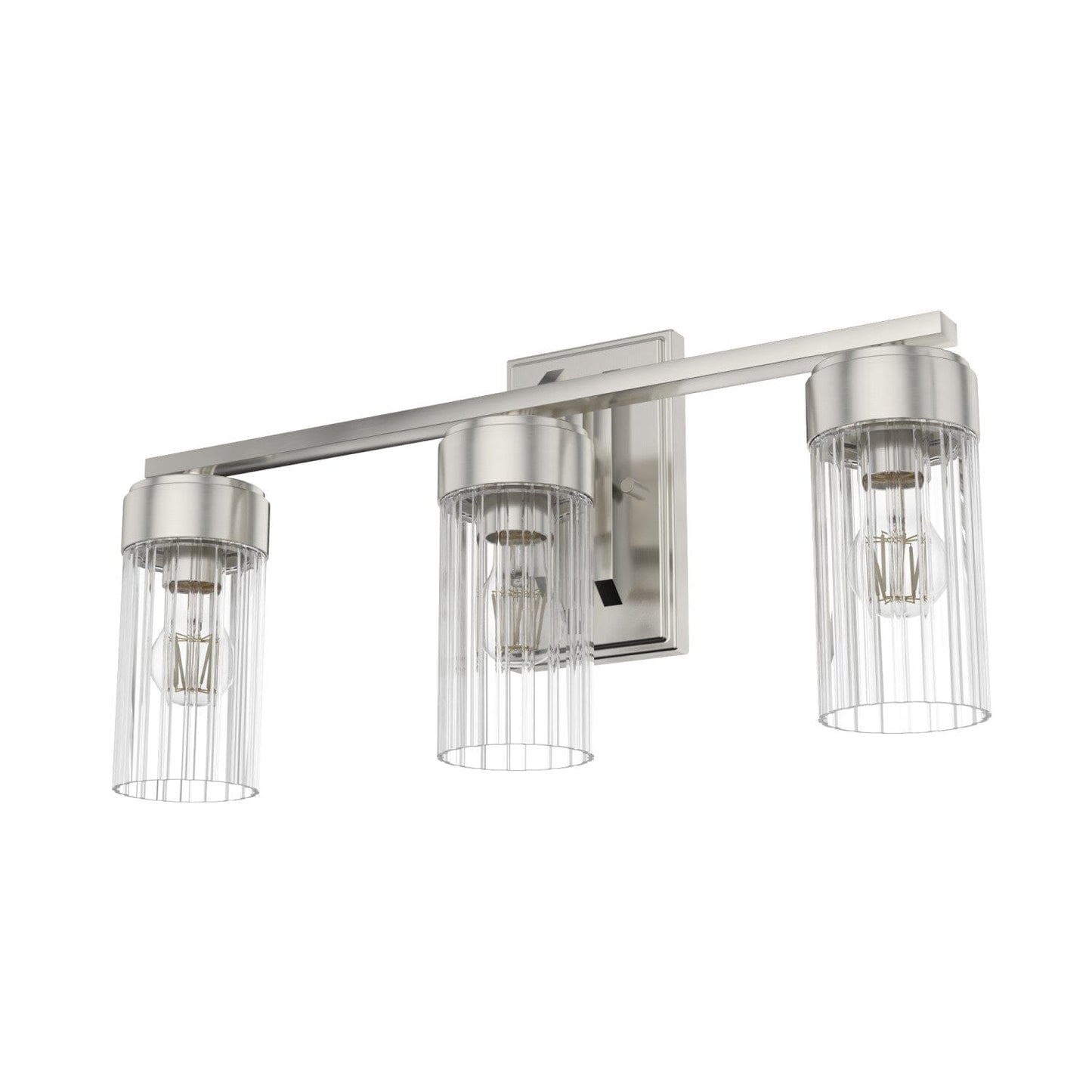 Gatz 3 Light Vanity Lighting Hunter Brushed Nickel - Ribbed 