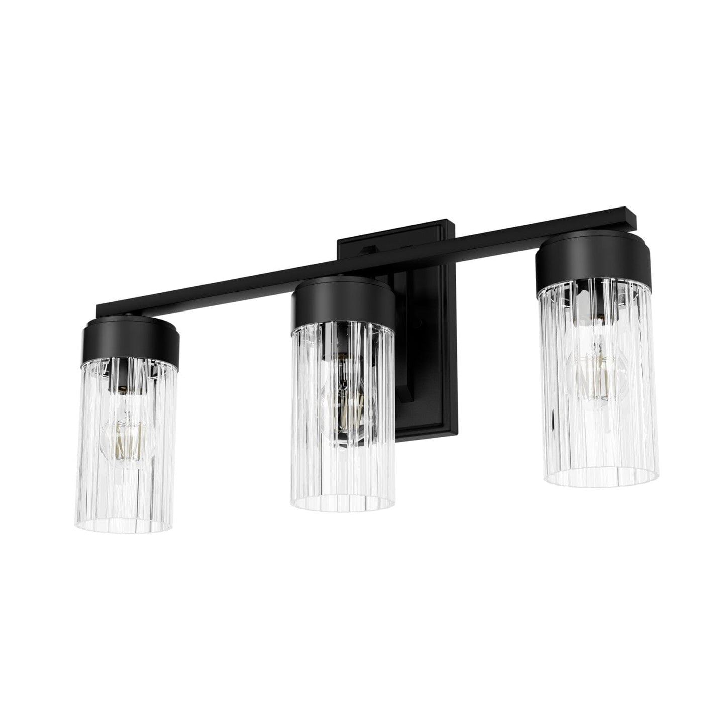 Gatz 3 Light Vanity Lighting Hunter Matte Black - Clear Fluted 