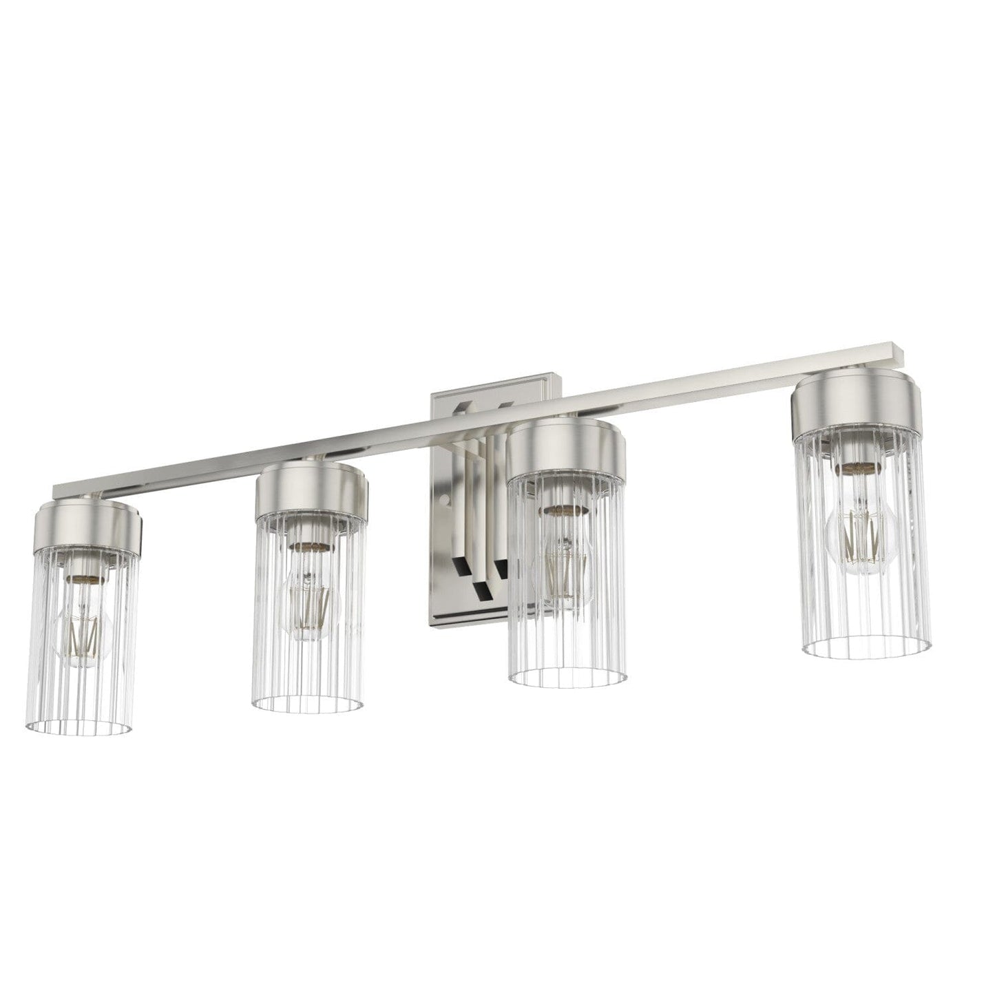 Gatz 4 Light Vanity Lighting Hunter Brushed Nickel - Ribbed 