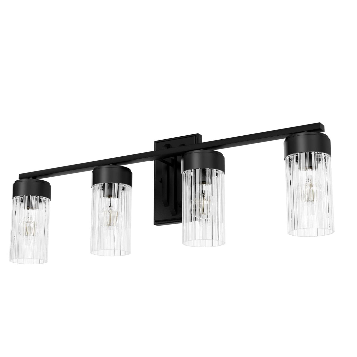 Gatz 4 Light Vanity Lighting Hunter Matte Black - Clear Fluted 