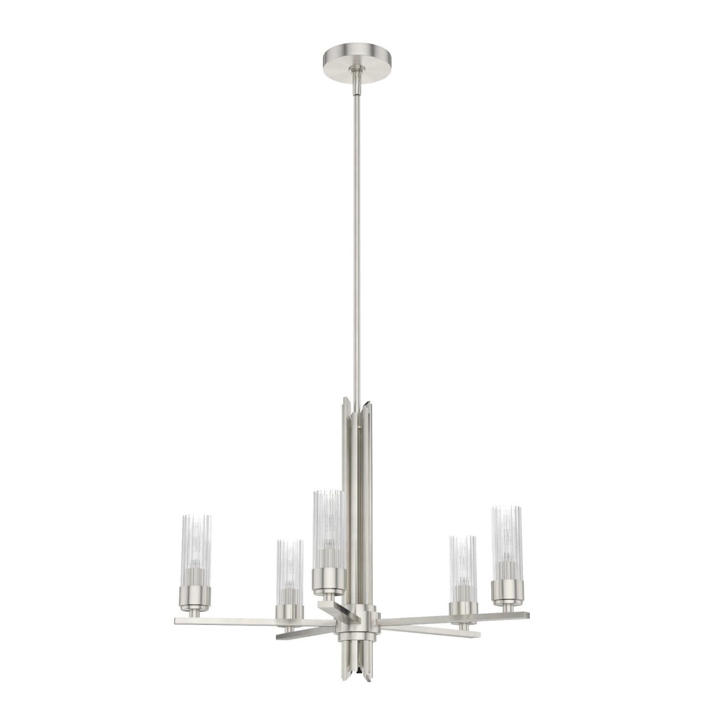 Gatz 5 Light Chandelier Lighting Hunter Brushed Nickel - Ribbed 