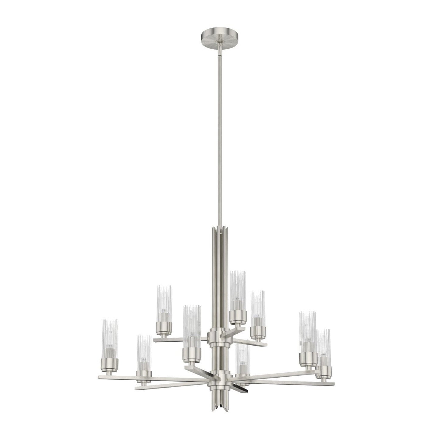 Gatz 9 Light 2-tier Chandelier Lighting Hunter Brushed Nickel - Ribbed 