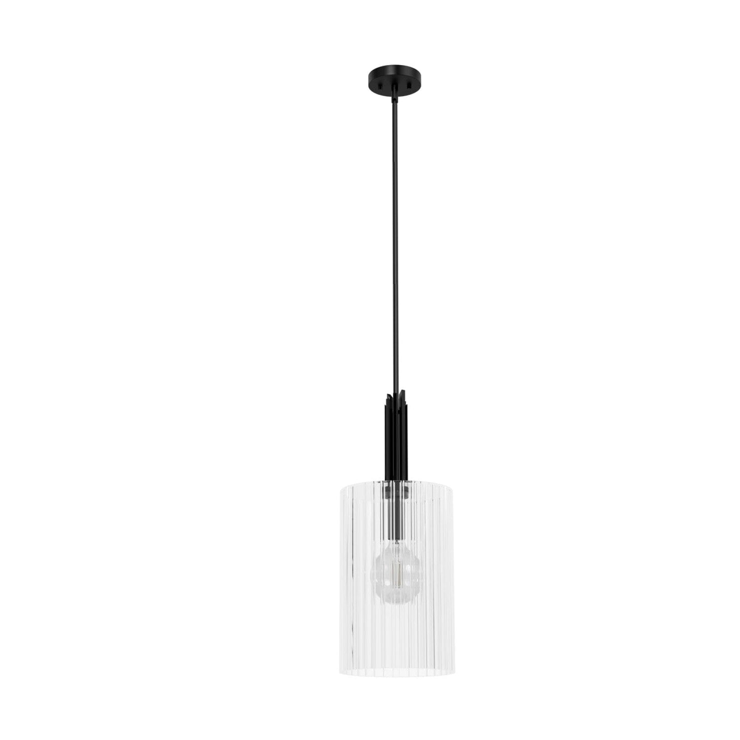 Gatz Pendant Lighting Hunter Matte Black - Clear Fluted 