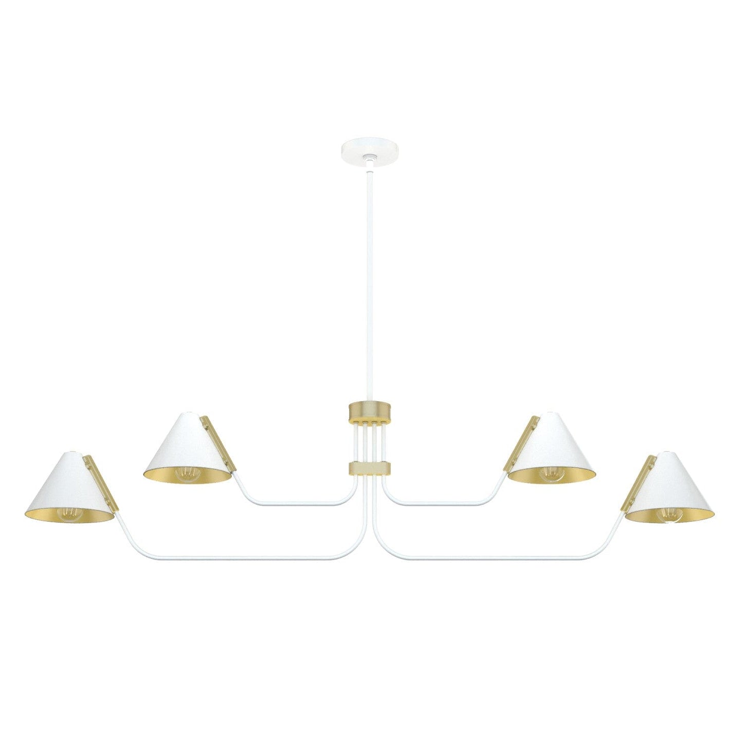 Grove Isle 4 Light Chandelier Lighting Hunter Matte White - Modern Brass 