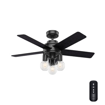 Hardwick with LED Light 44 inch Ceiling Fans Hunter Matte Black - Distressed Black 