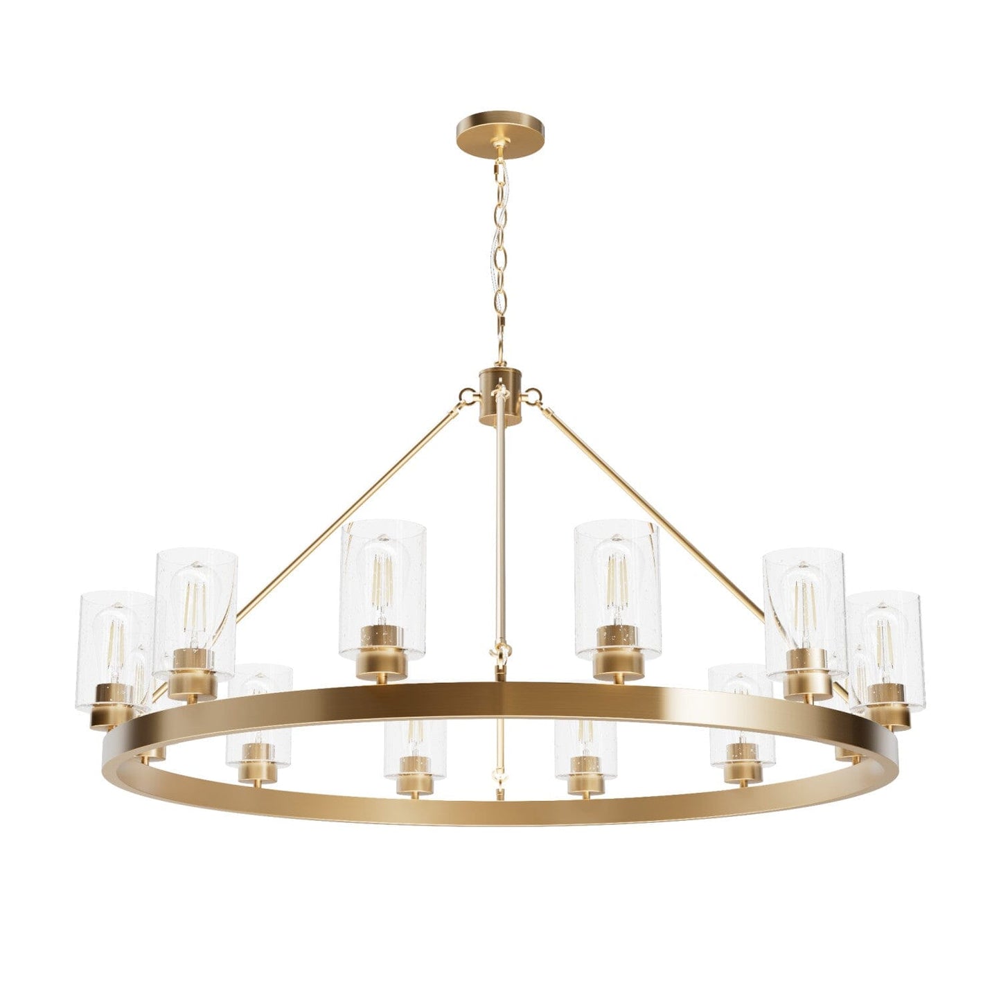 Hartland 12 Light Chandelier Lighting Hunter Alturas Gold - Seeded 