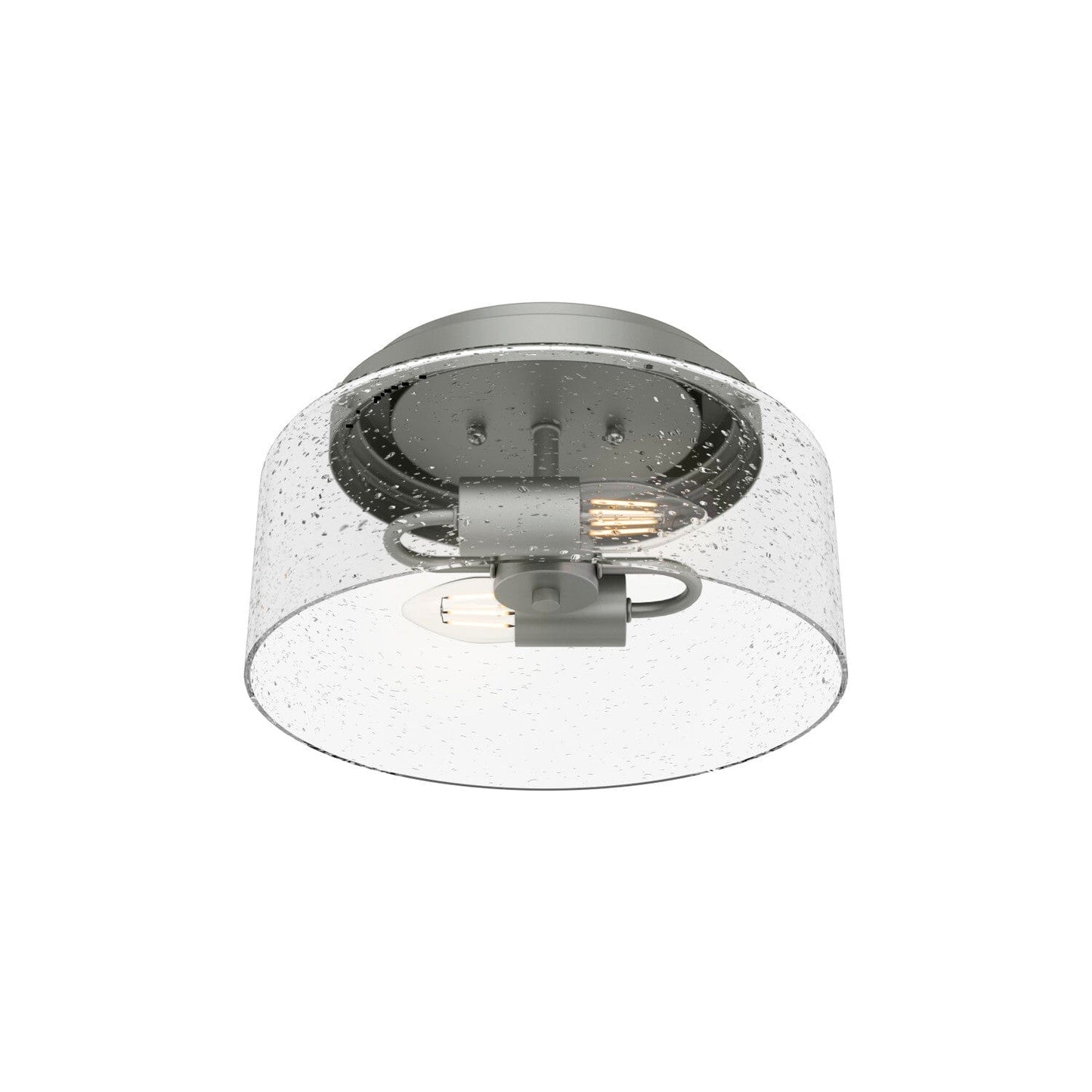 Hartland 2 Light Flush Mount Lighting Hunter Matte Silver - Seeded 