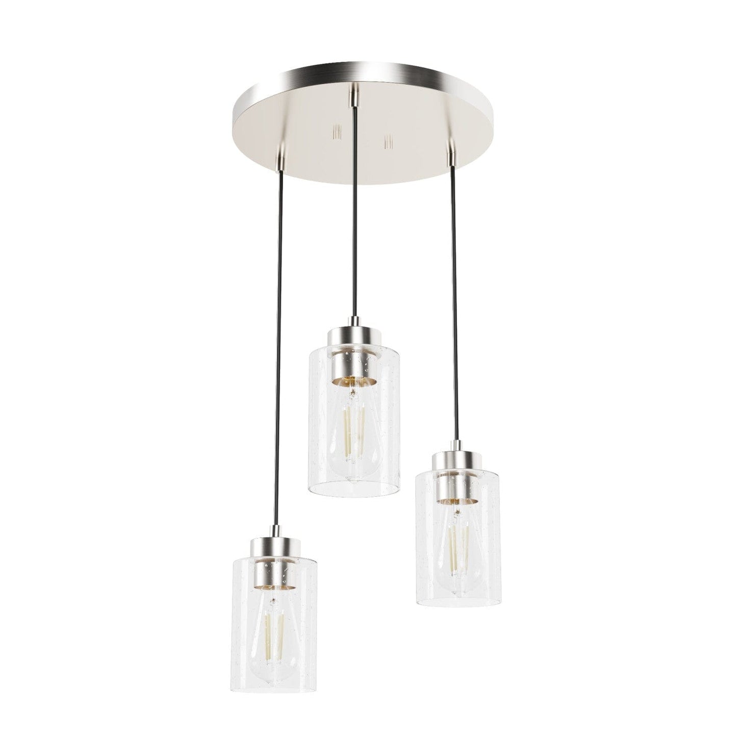 Hartland 3 Light Round Cluster Lighting Hunter Brushed Nickel - Seeded 