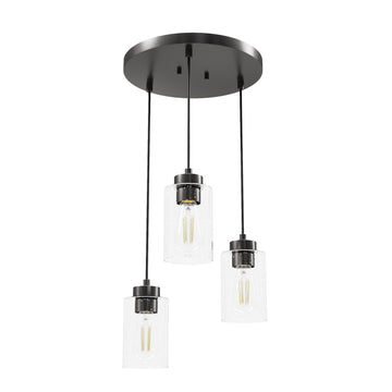 Hartland 3 Light Round Cluster Lighting Hunter Noble Bronze - Seeded 