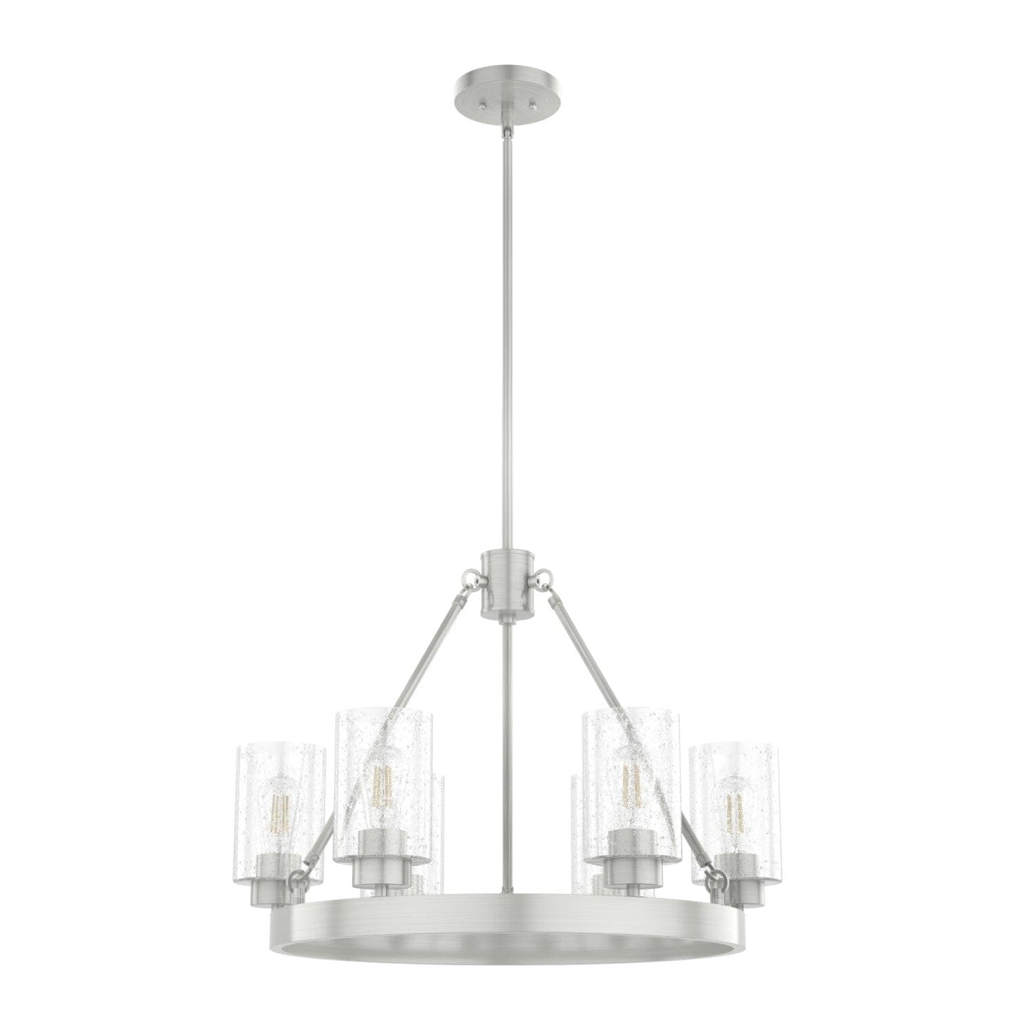 Hartland 6 Light Chandelier Lighting Hunter Brushed Nickel - Seeded 