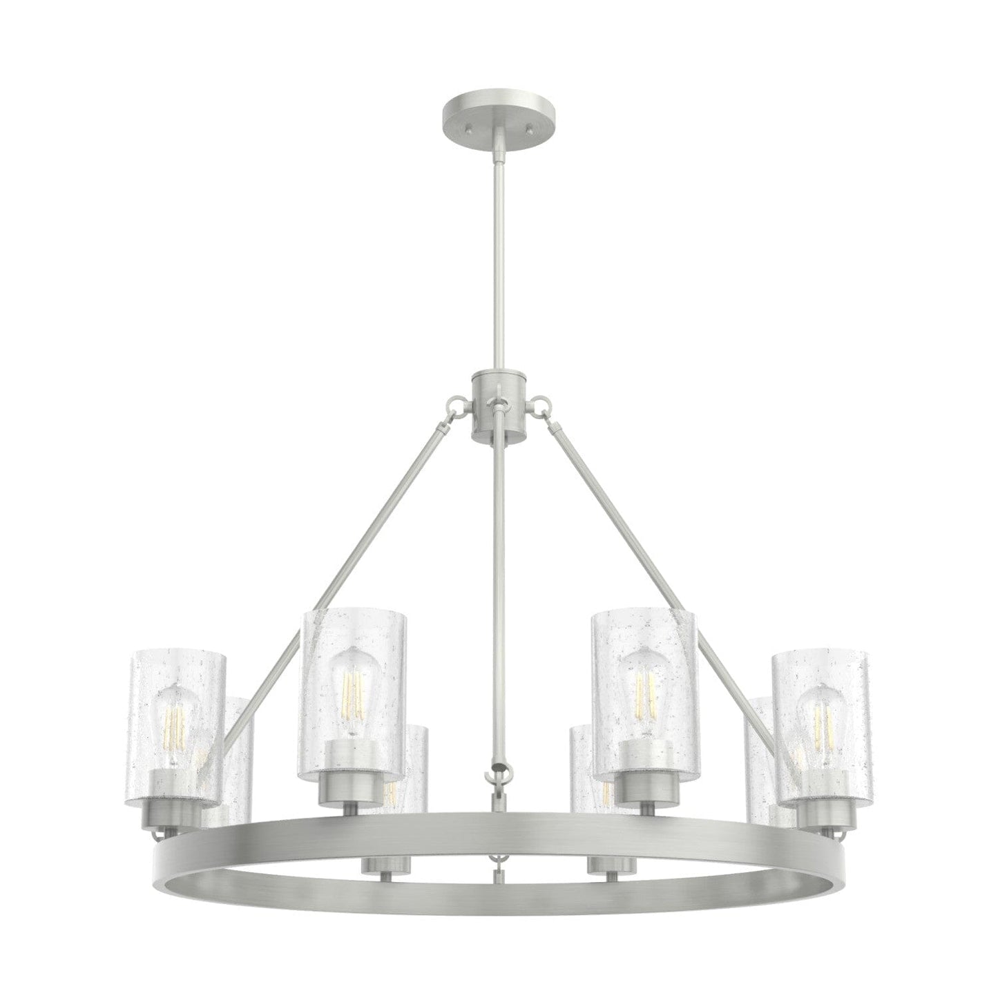 Hartland 8 Light Chandelier Lighting Hunter Brushed Nickel - Seeded 