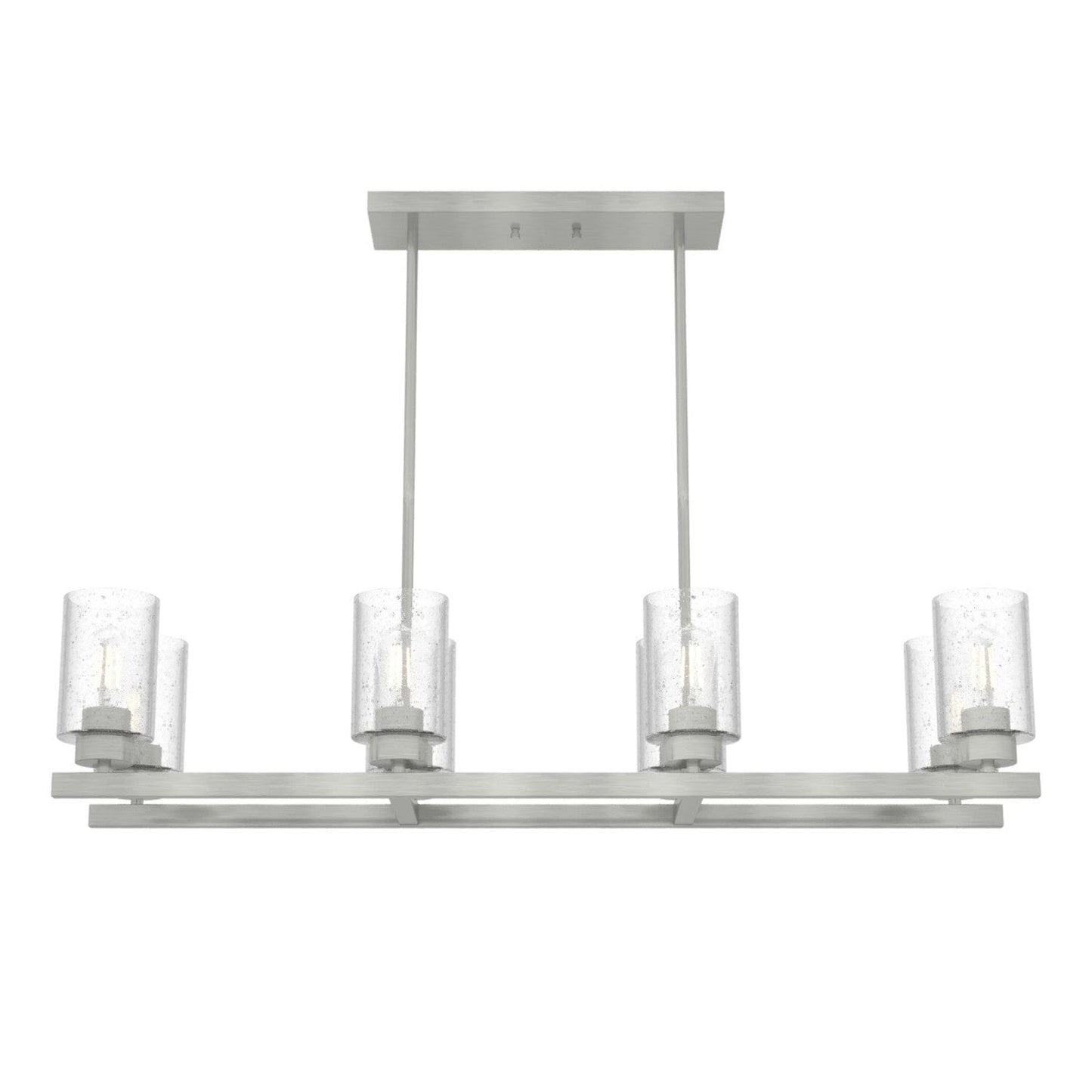 Hartland 8 Light Linear Chandelier Lighting Hunter Brushed Nickel - Seeded 