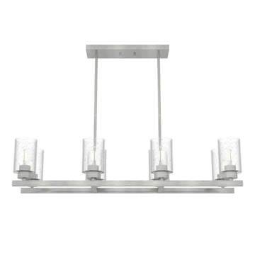 Hartland 8 Light Linear Chandelier Lighting Hunter Brushed Nickel - Seeded 