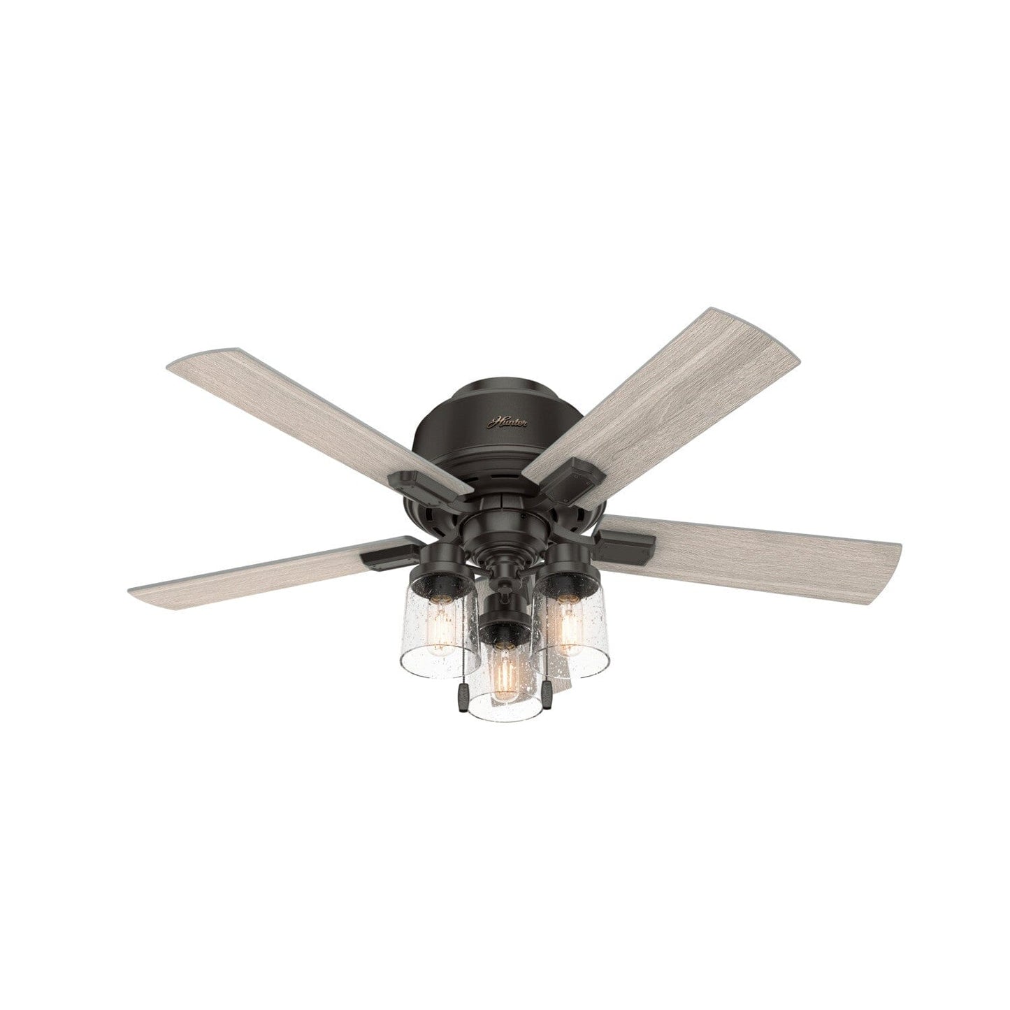 Hartland Low Profile with LED Light 44 inch Ceiling Fans Hunter Noble Bronze - Light Gray Oak 