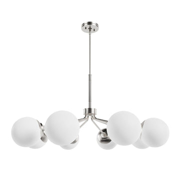 Hepburn 8 Light Chandelier Lighting Hunter Brushed Nickel - Cased White 