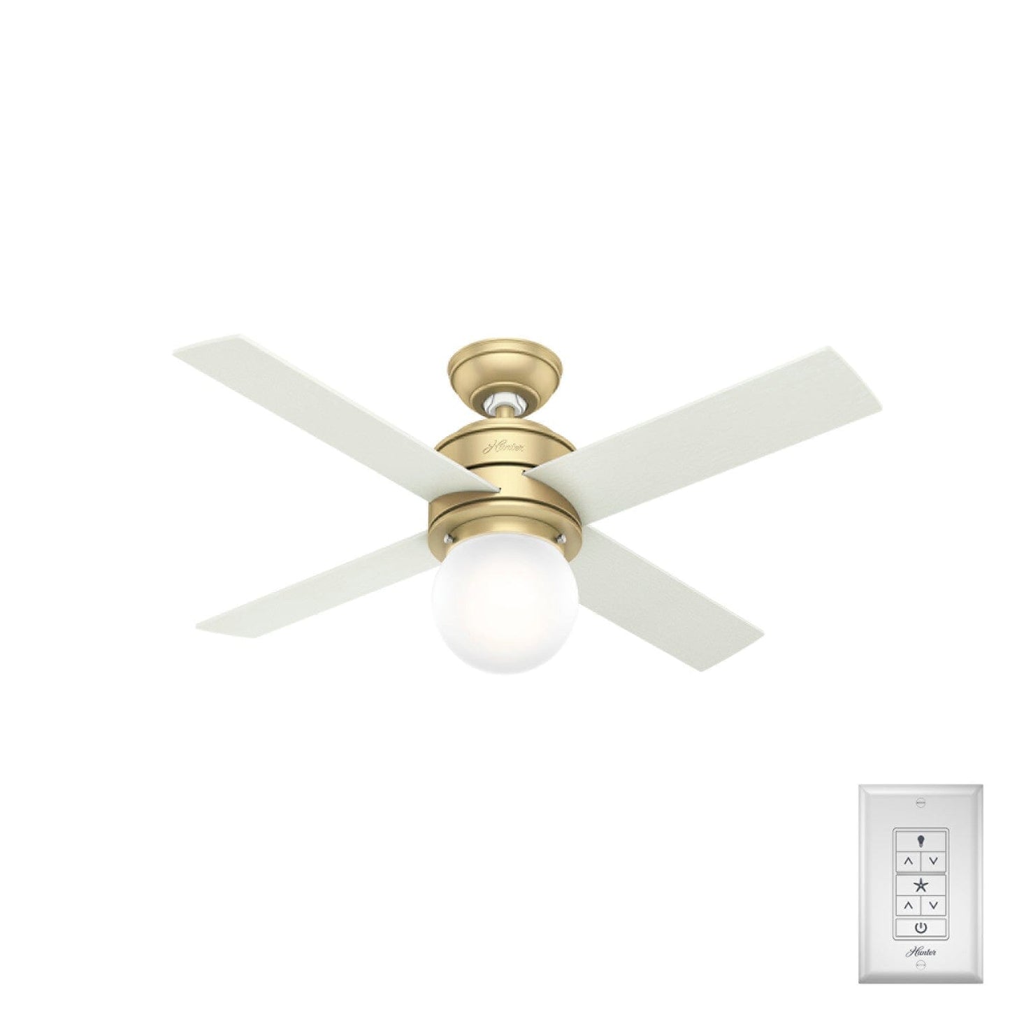 Hepburn with LED Light 44 inch Ceiling Fans Hunter Modern Brass - Aged Oak 