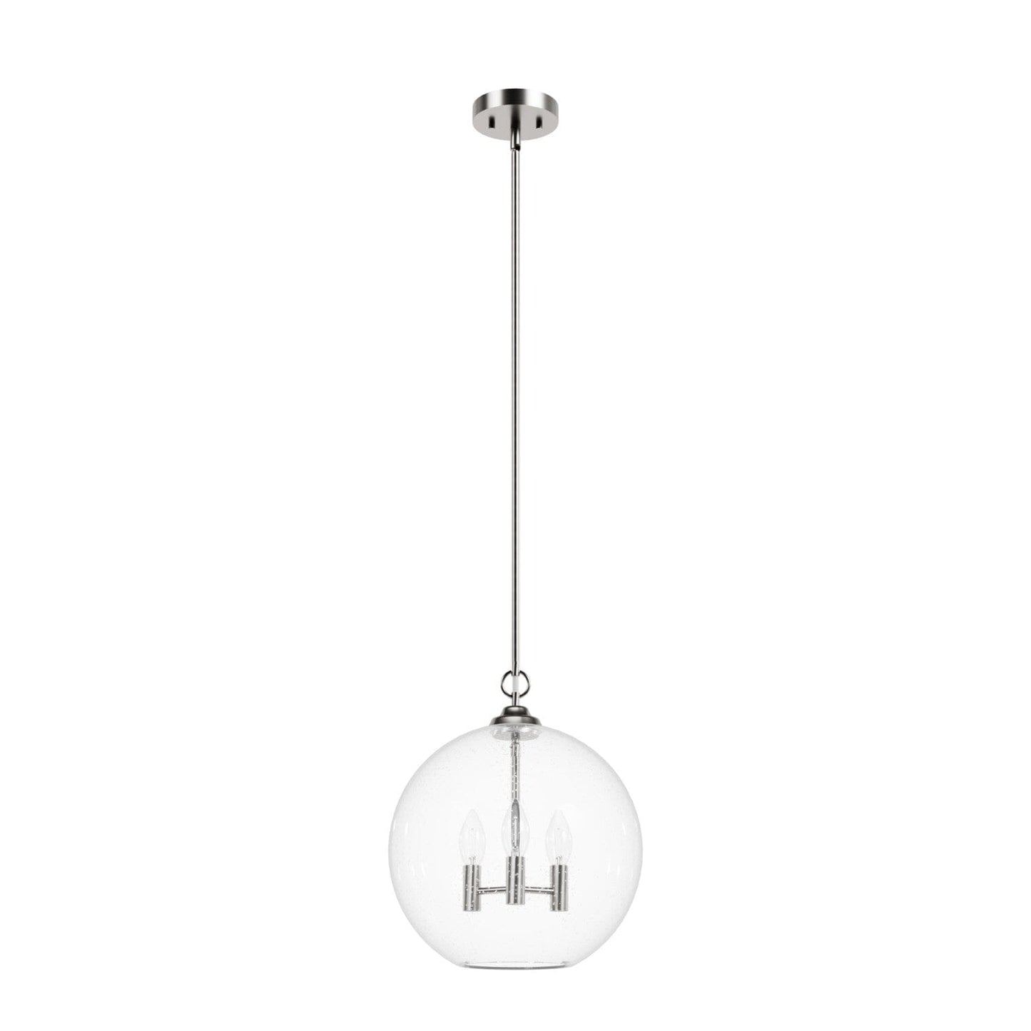 High Oaks 3 Light Pendant Lighting Hunter Brushed Nickel - Clear Seeded 