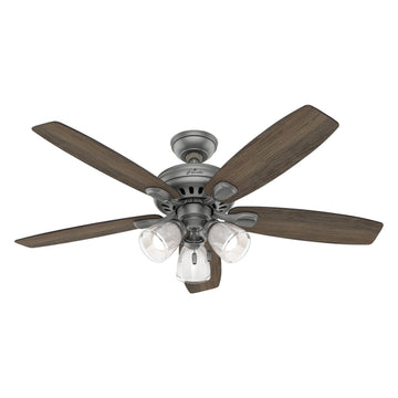 Highbury with 3 LED Lights 52 inch Ceiling Fans Hunter Matte Silver - Warm Grey Oak 