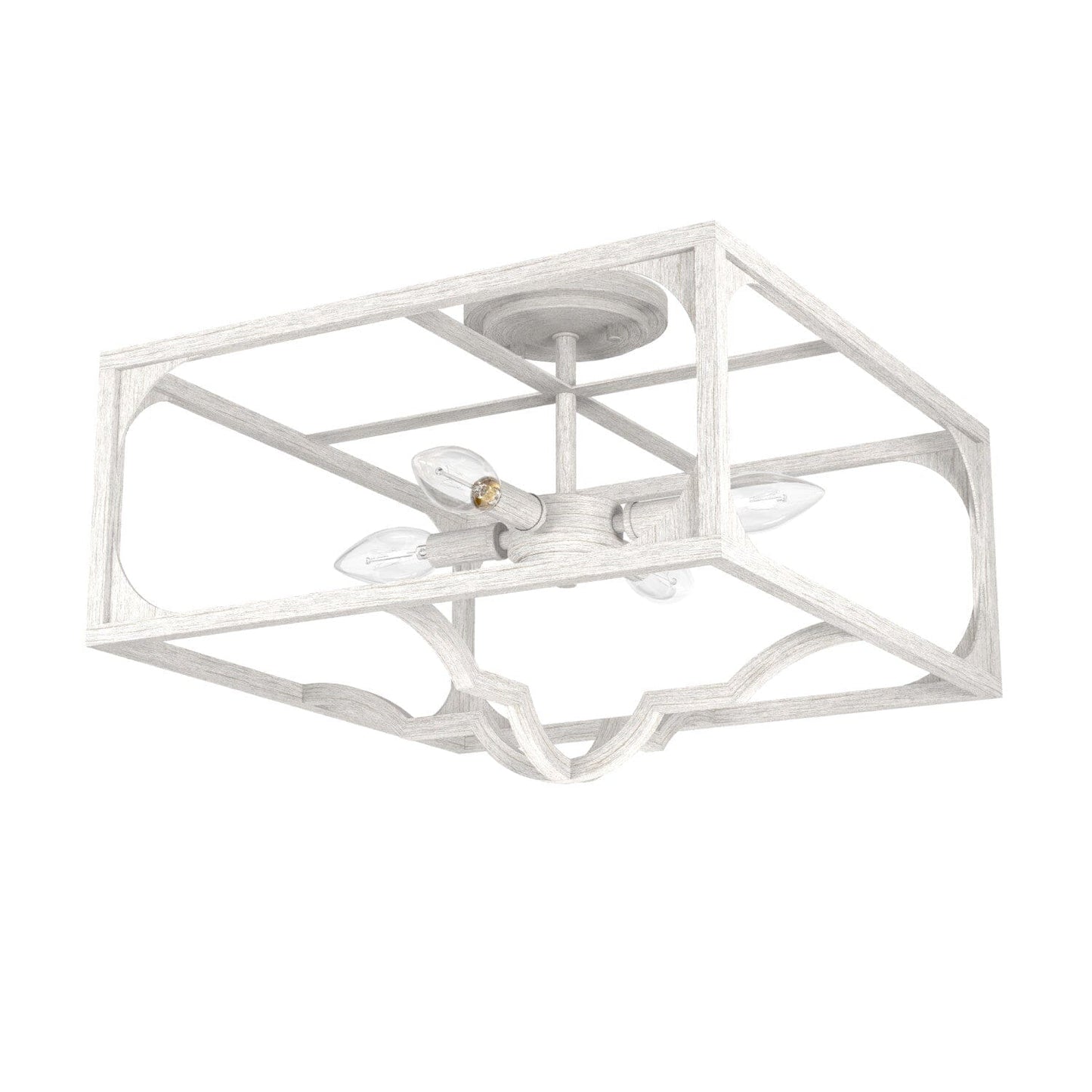 Highland Hill 4 Light Semi-Flush Mount Lighting Hunter Distressed White - None 